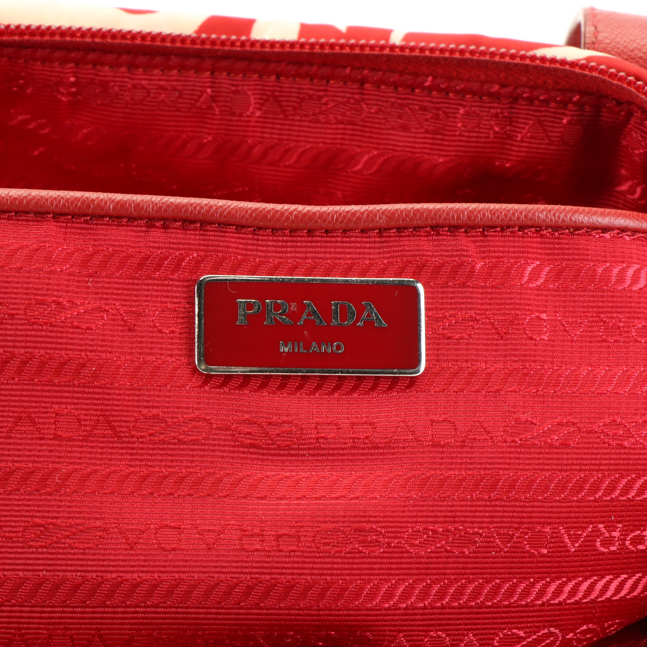 Prada Saffiano-Trimmed Canapa Floral Tote bag