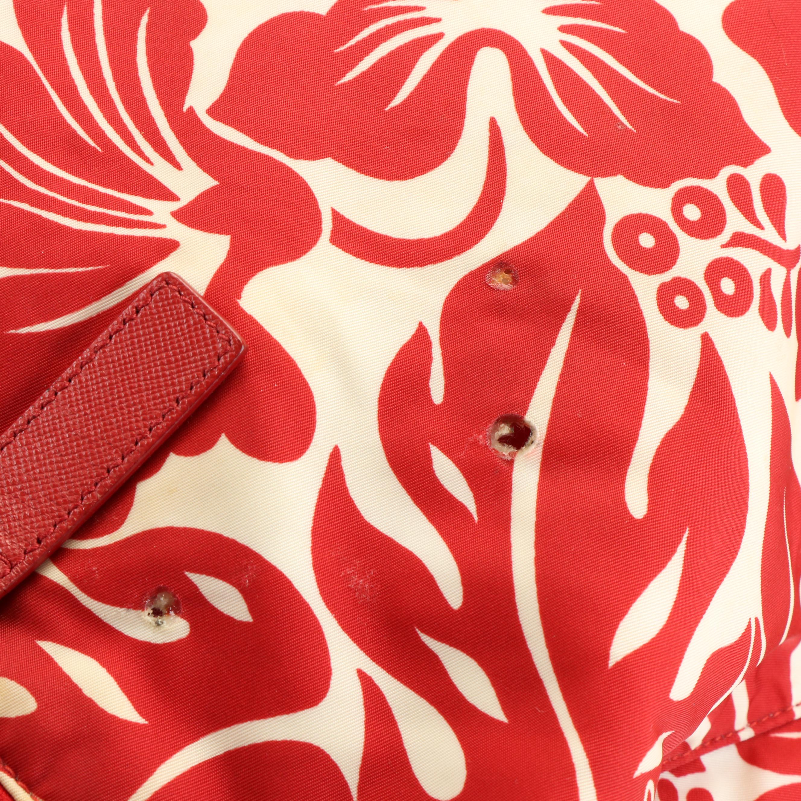 Prada Saffiano-Trimmed Canapa Floral Tote bag