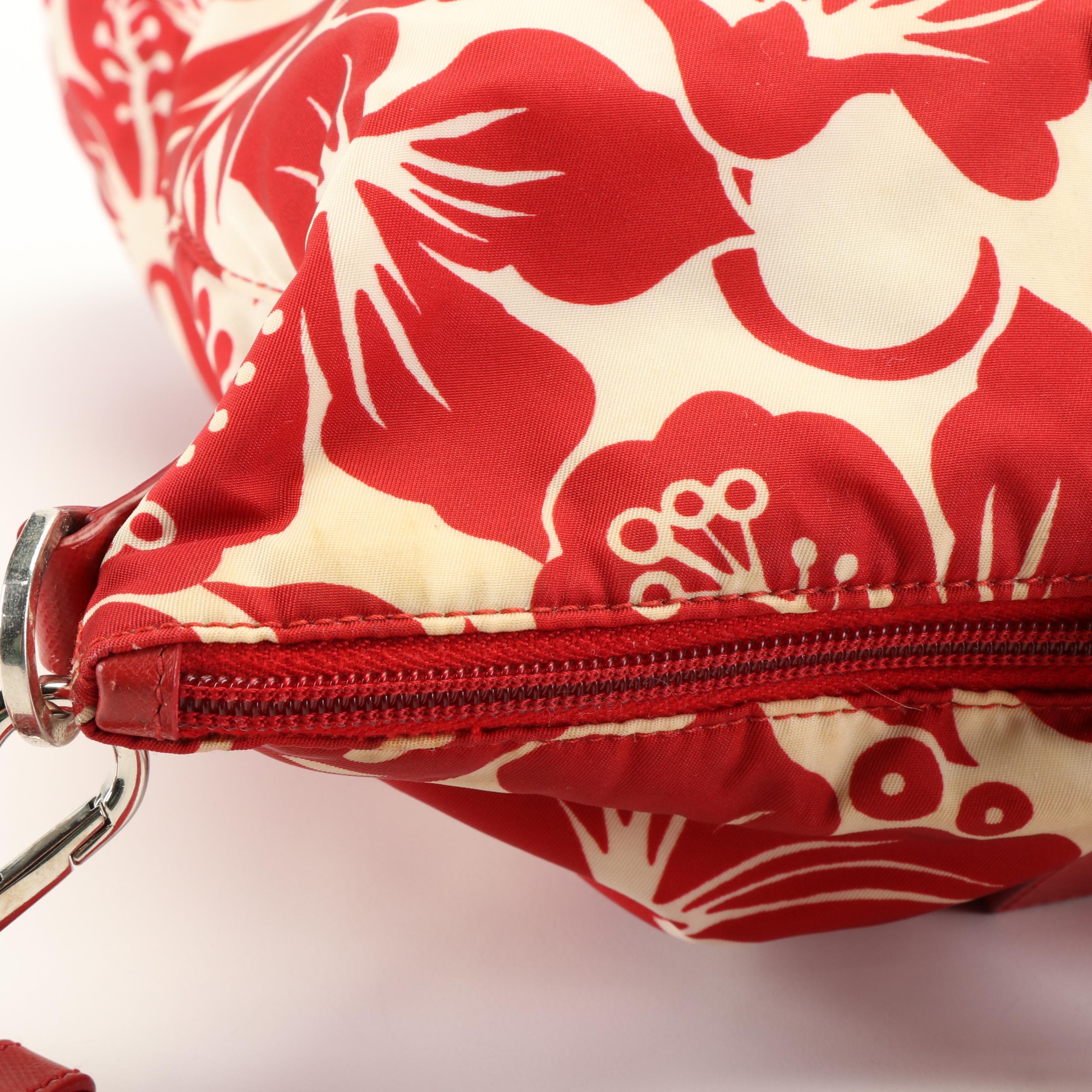 Prada Saffiano-Trimmed Canapa Floral Tote bag