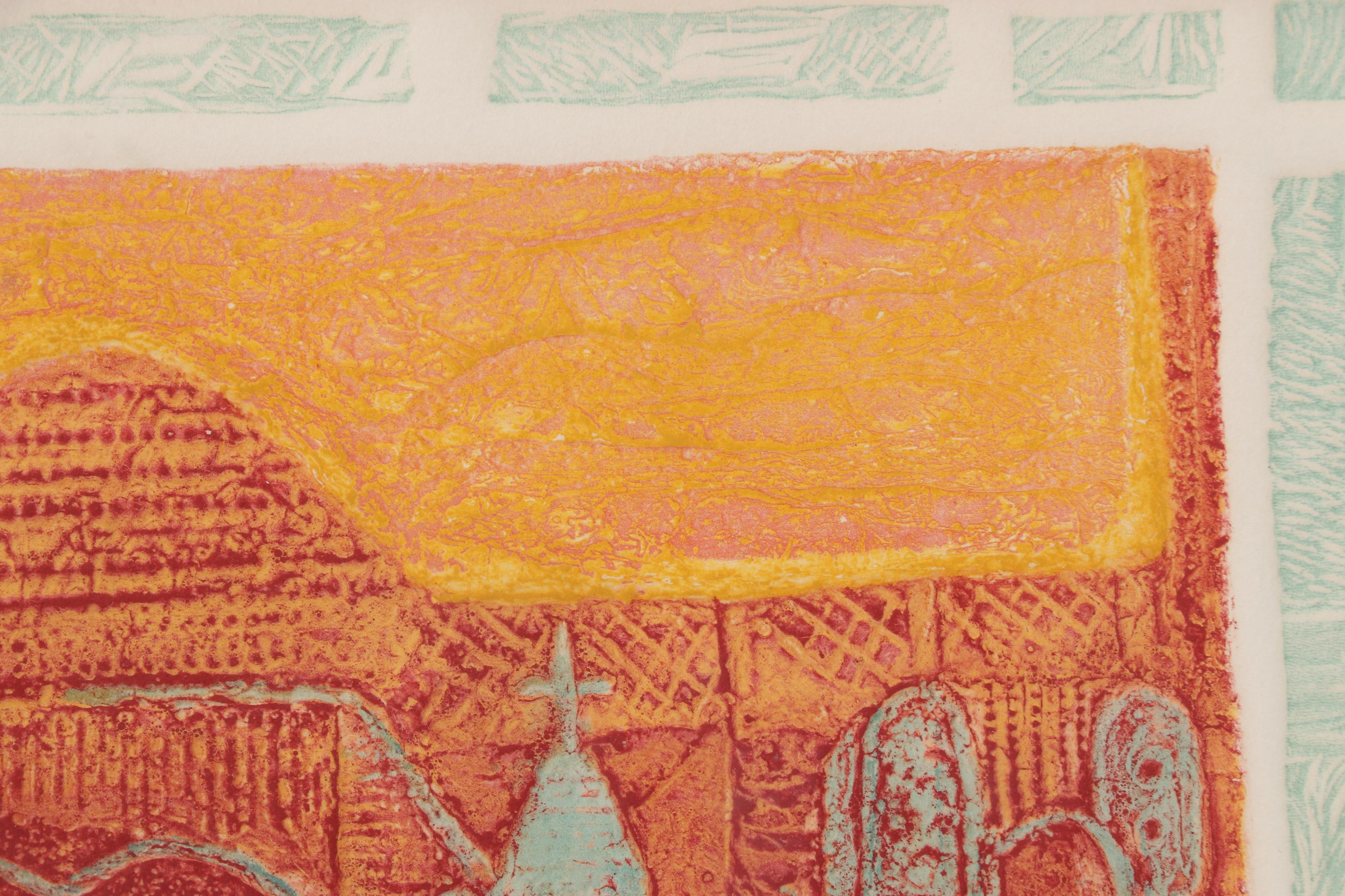 Gloria Bacsujlaky Embossed Hand-Colored Etching "Italian Country," 1970