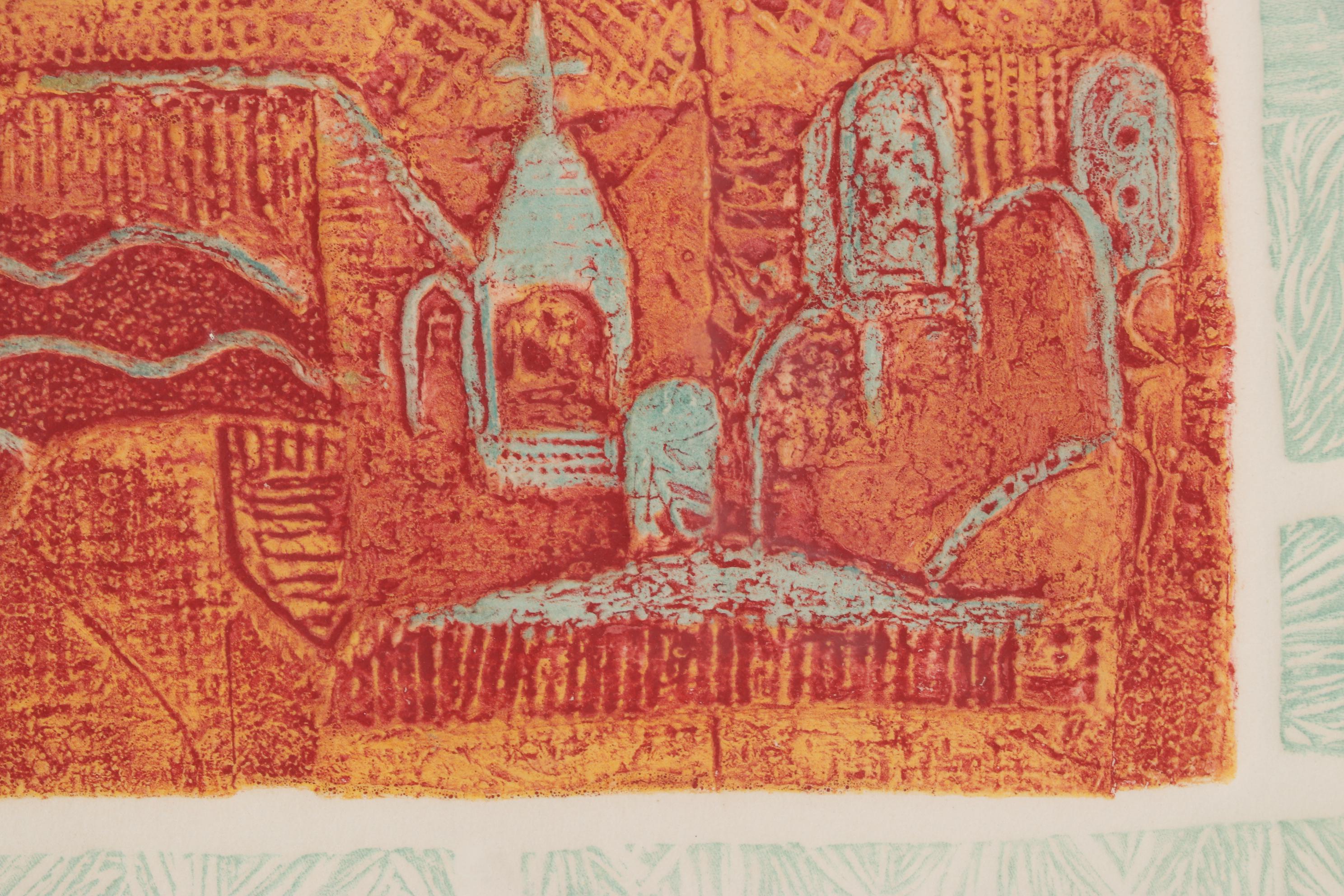 Gloria Bacsujlaky Embossed Hand-Colored Etching "Italian Country," 1970