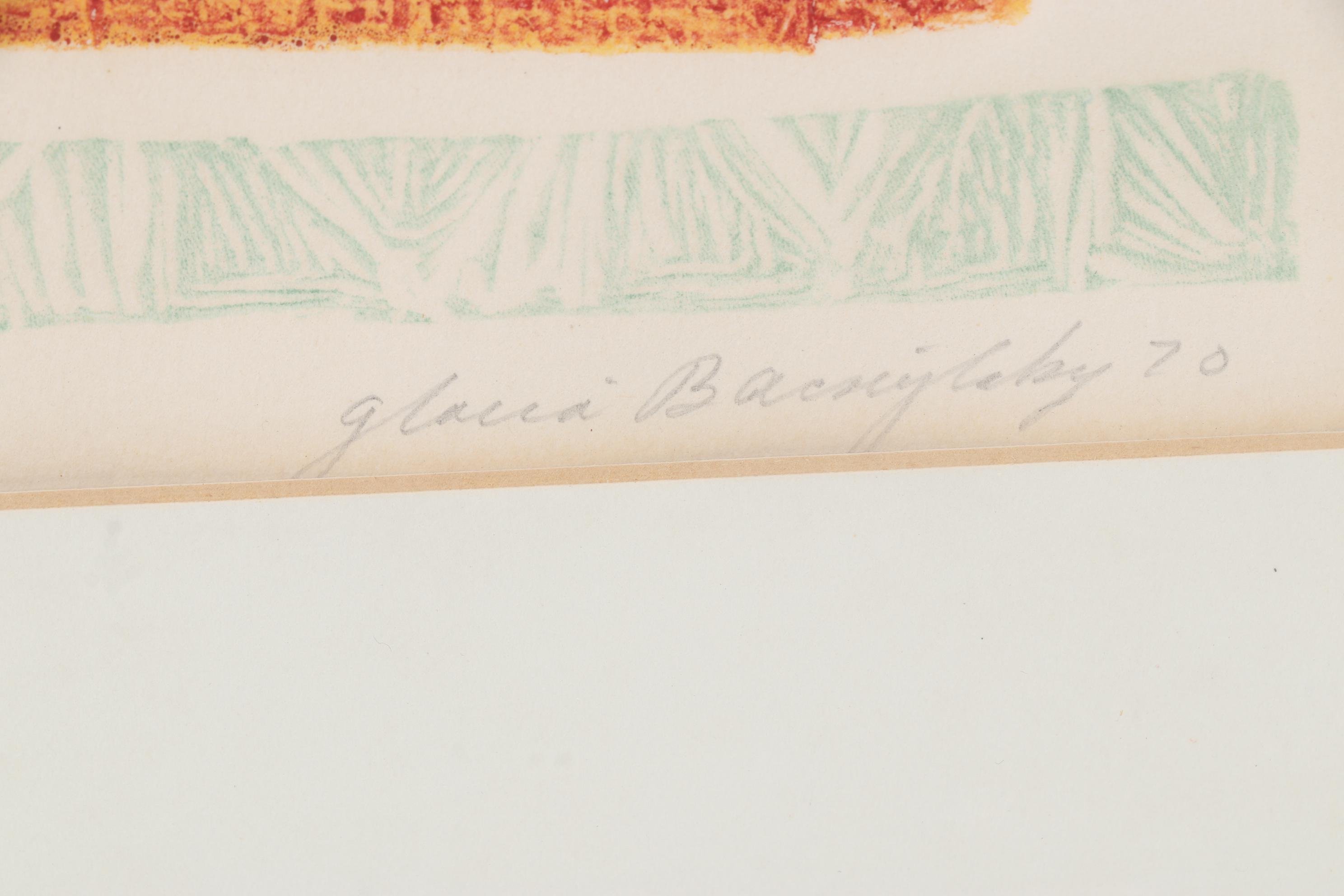 Gloria Bacsujlaky Embossed Hand-Colored Etching "Italian Country," 1970