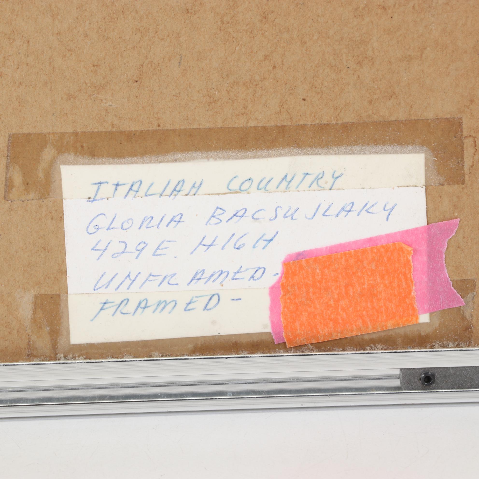 Gloria Bacsujlaky Embossed Hand-Colored Etching "Italian Country," 1970