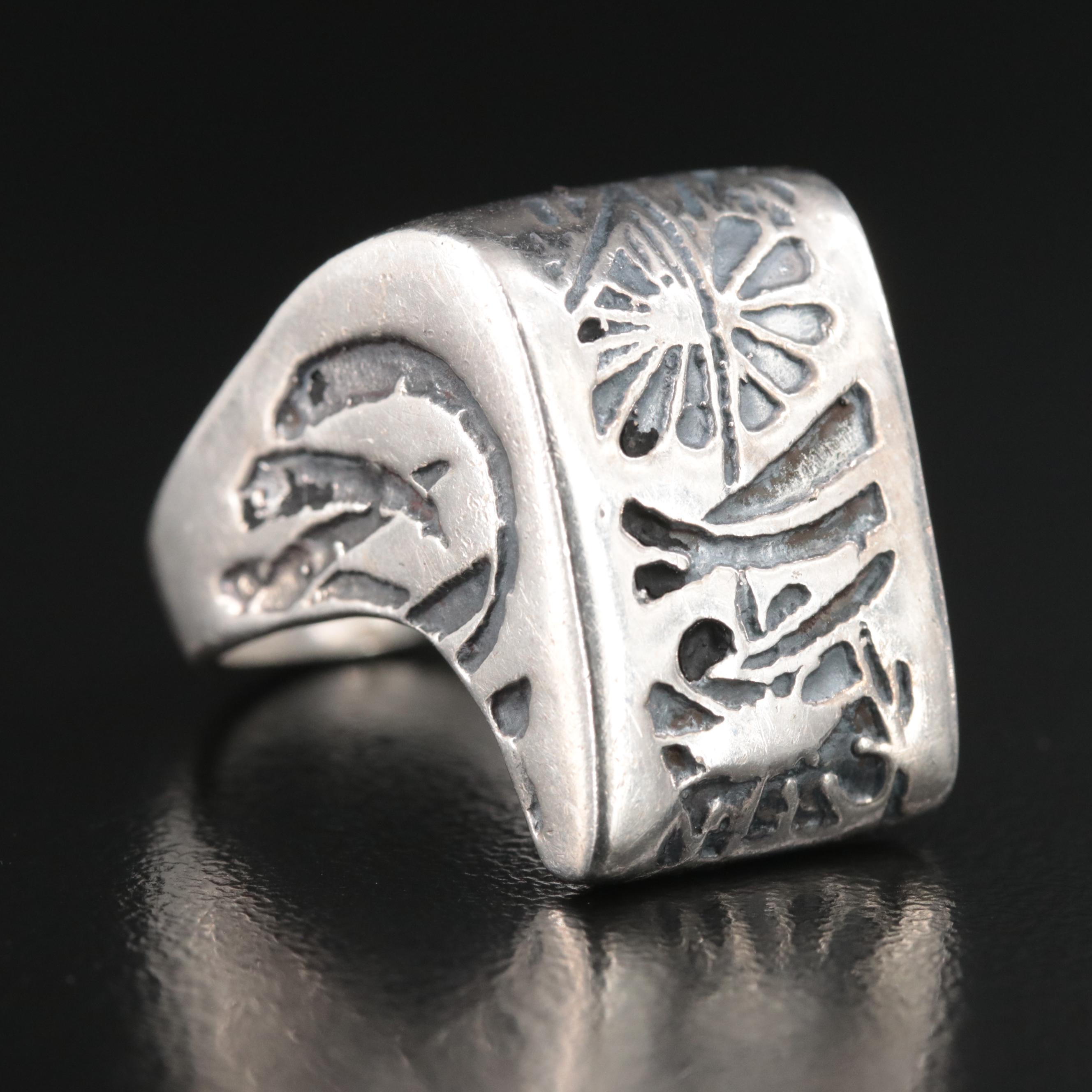 Israeli Sterling Patterned Ring