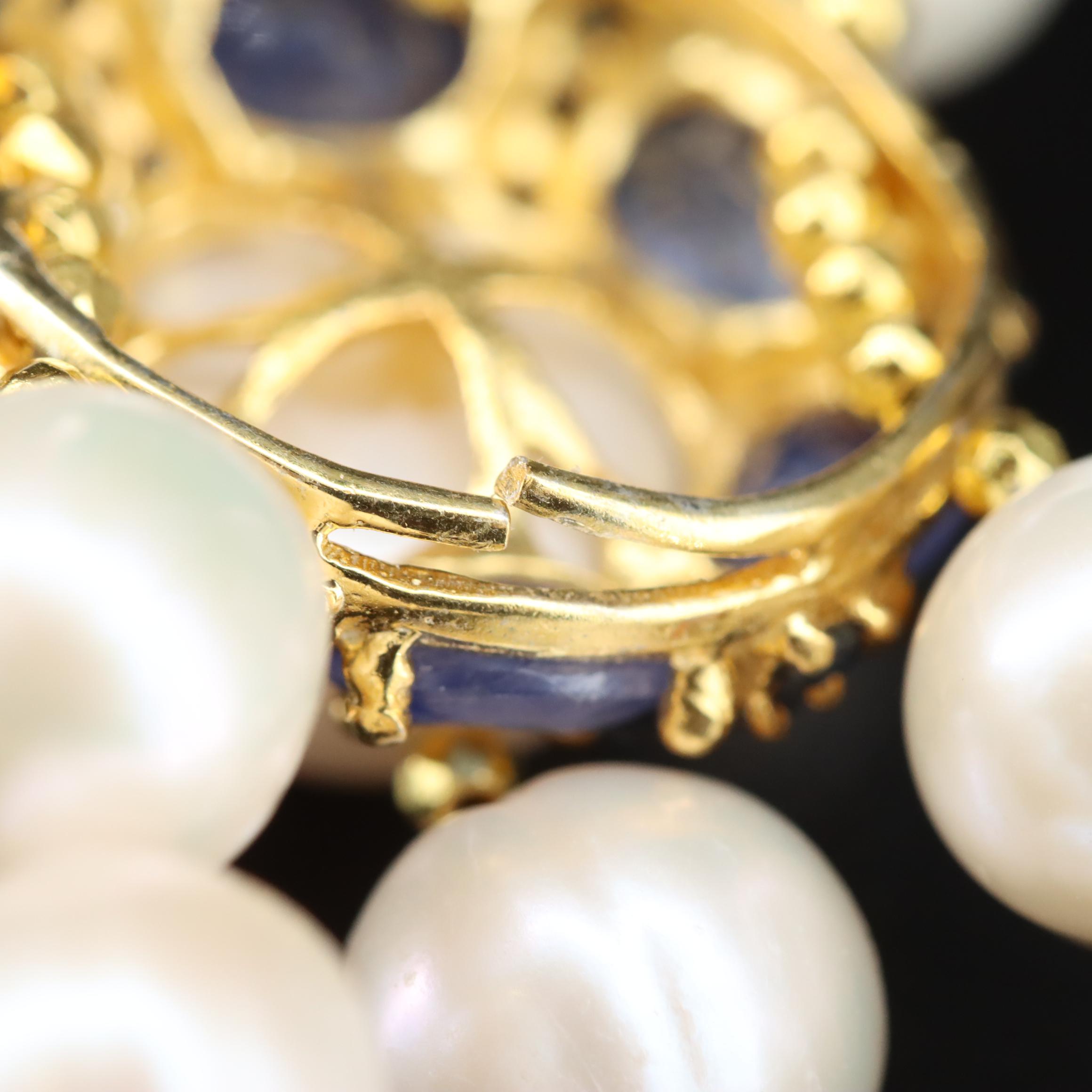 Sterling Pearl, Filled Corundum and Sapphire Bracelet