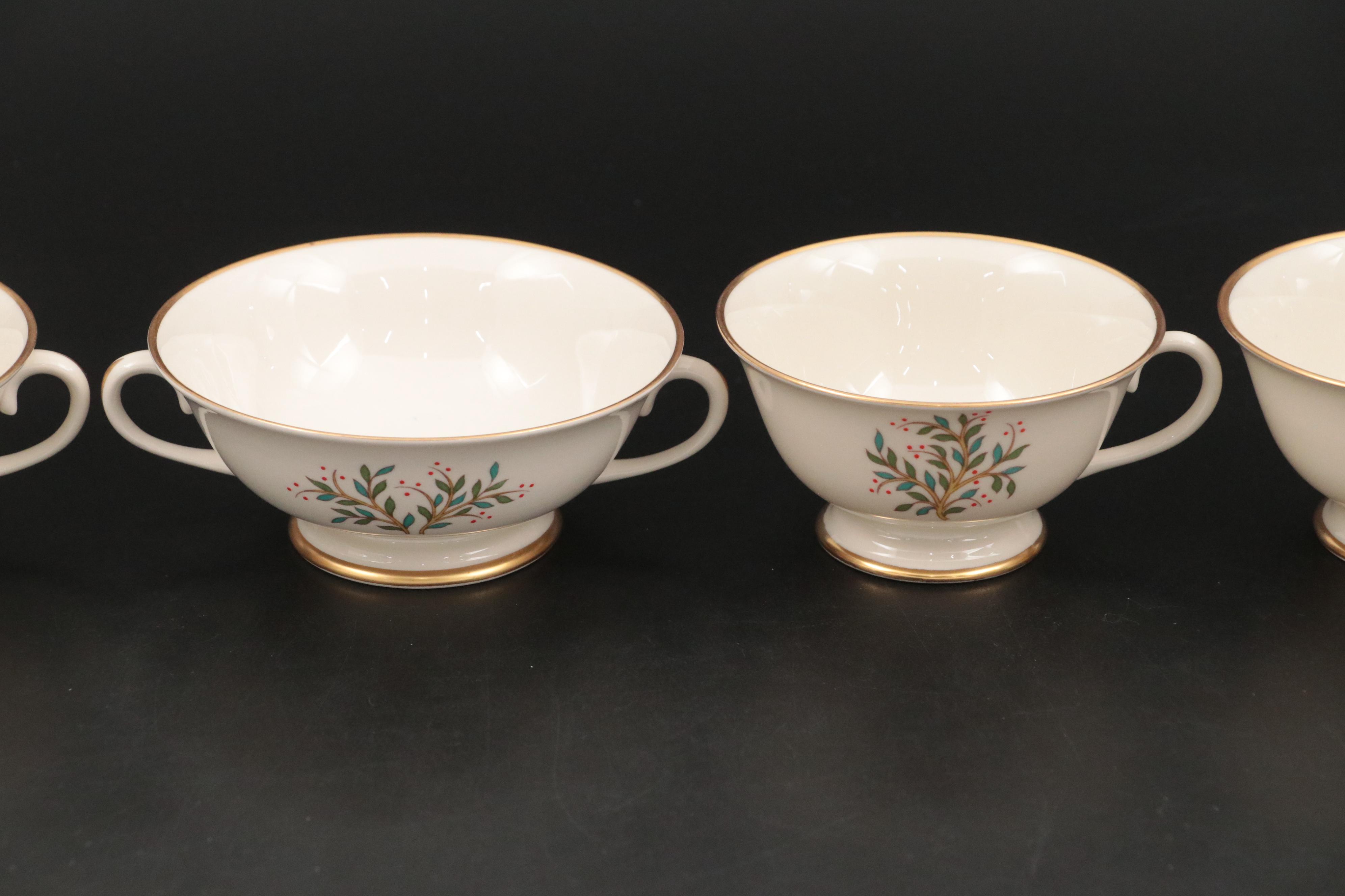 Franciscan "Fremont" Gold Trim Porcelain Dinner Plates, Saucers, and More