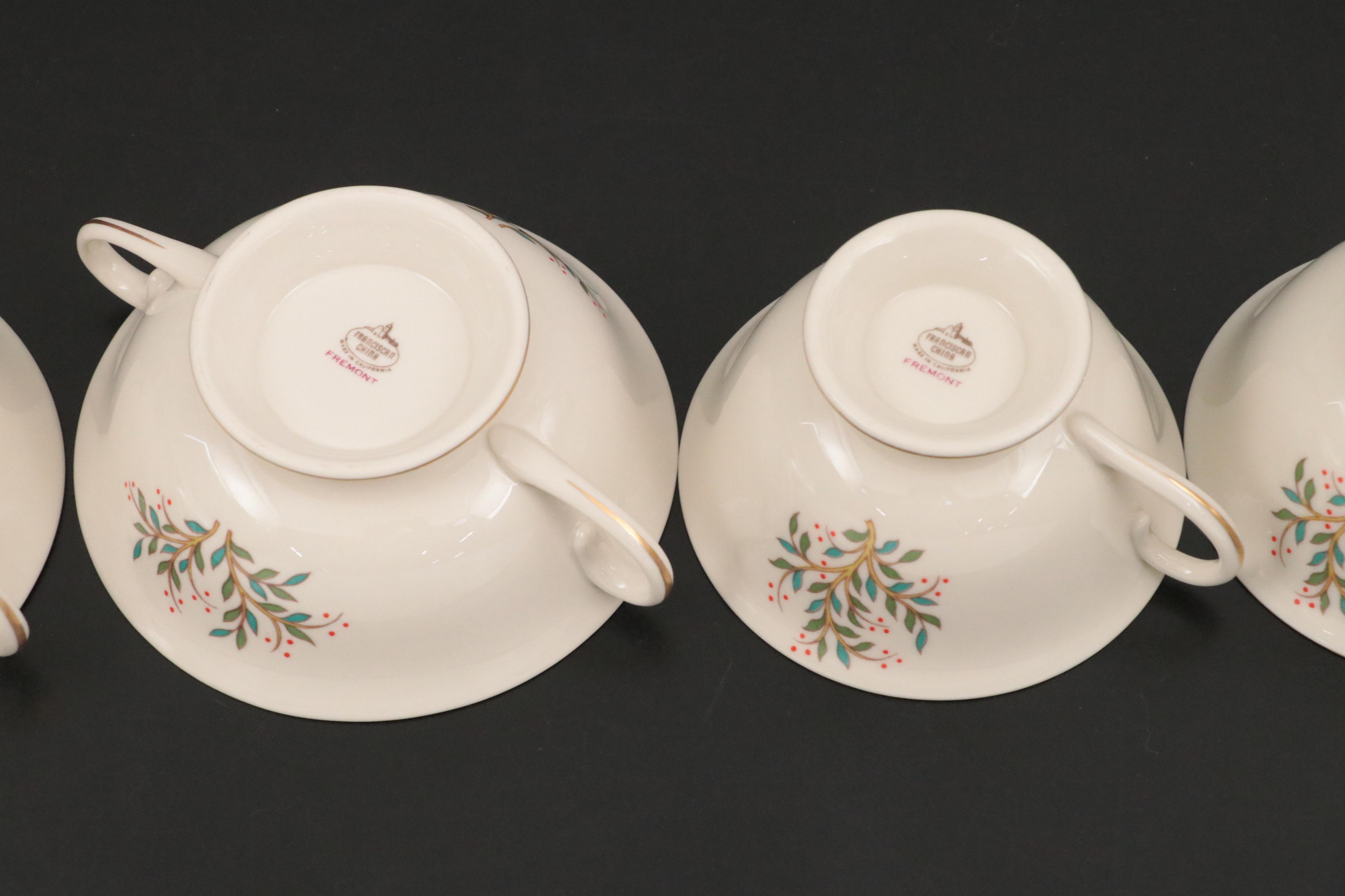 Franciscan "Fremont" Gold Trim Porcelain Dinner Plates, Saucers, and More