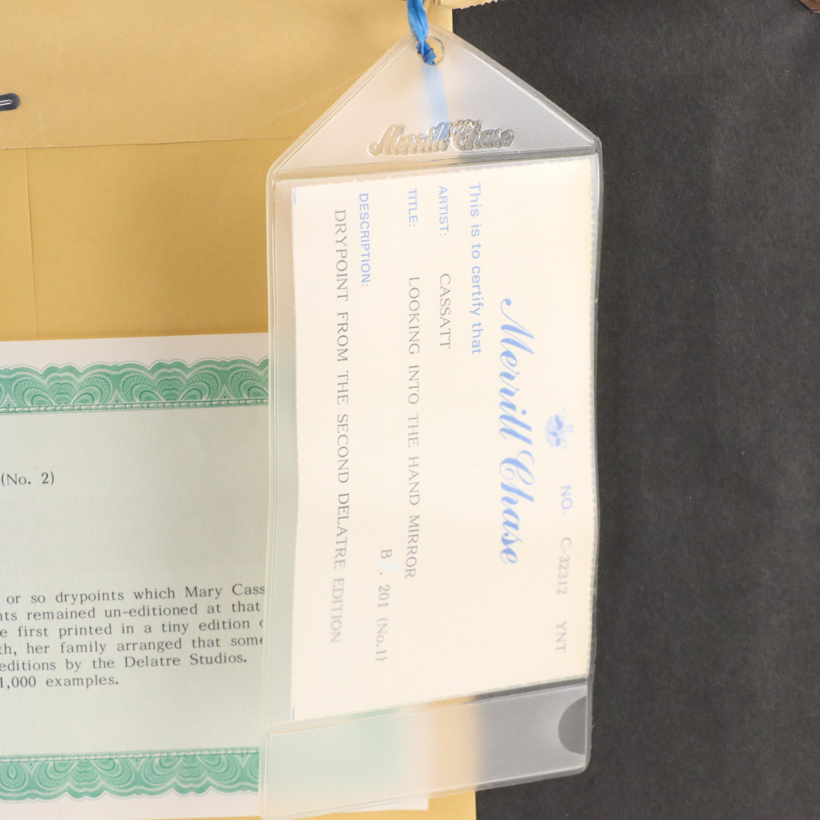 Mary Cassatt Drypoint Etching "Looking Into the Hand Mirror"