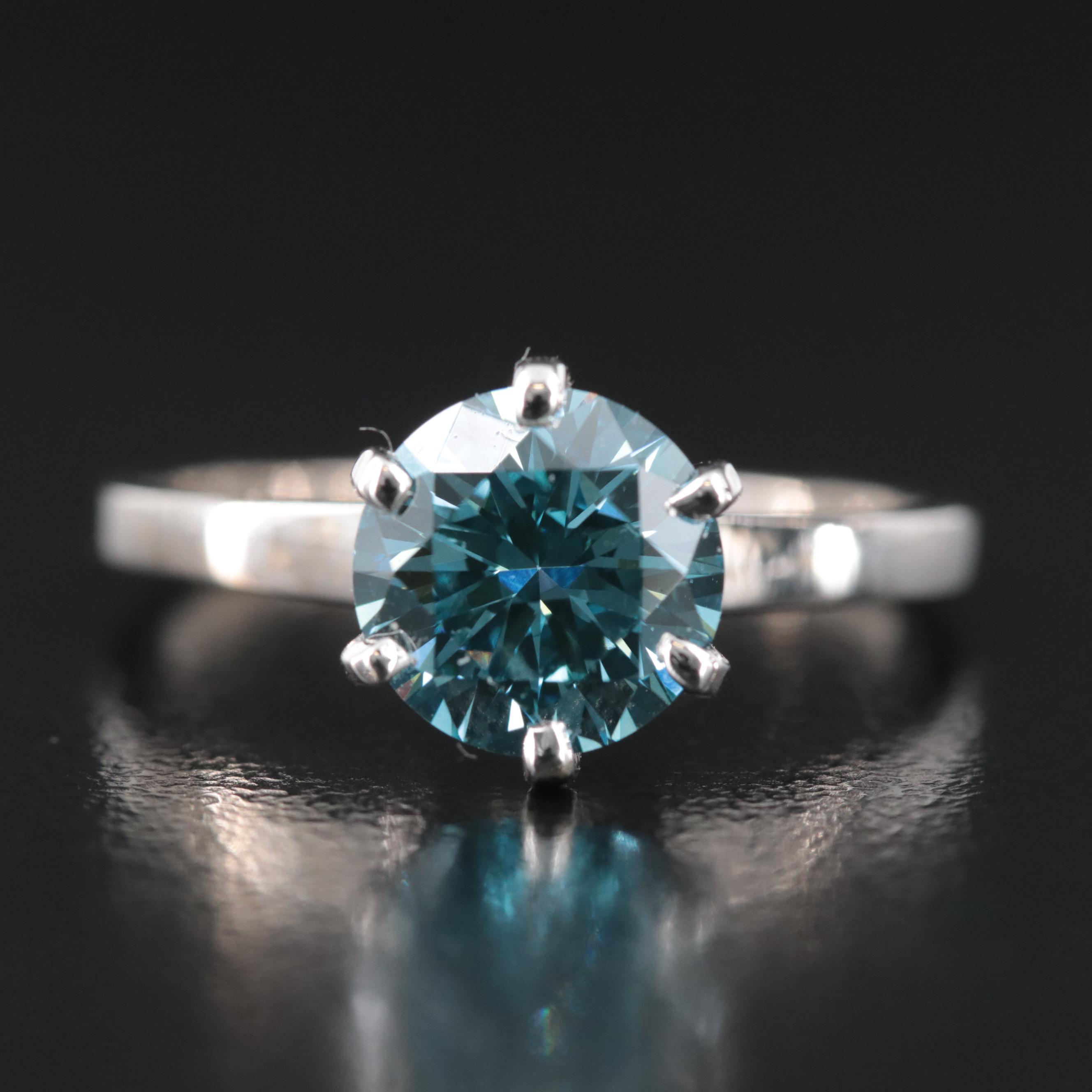 18K 1.97 CT (Origin Undetermined) Fancy Deep Blue Diamond Ring