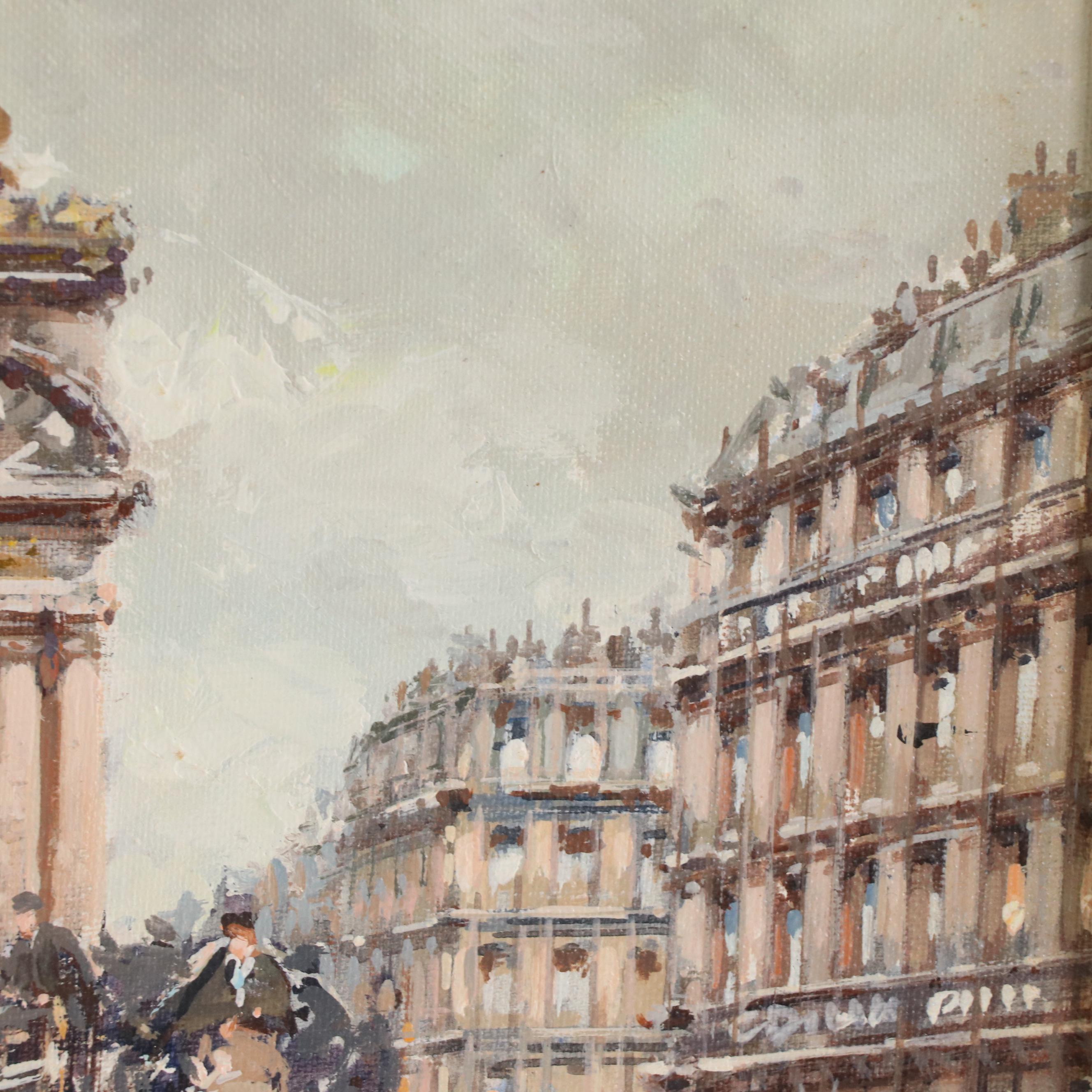 Antoine Blanchard Parisian Cityscape Oil Painting "Le Cafe de la Paix"