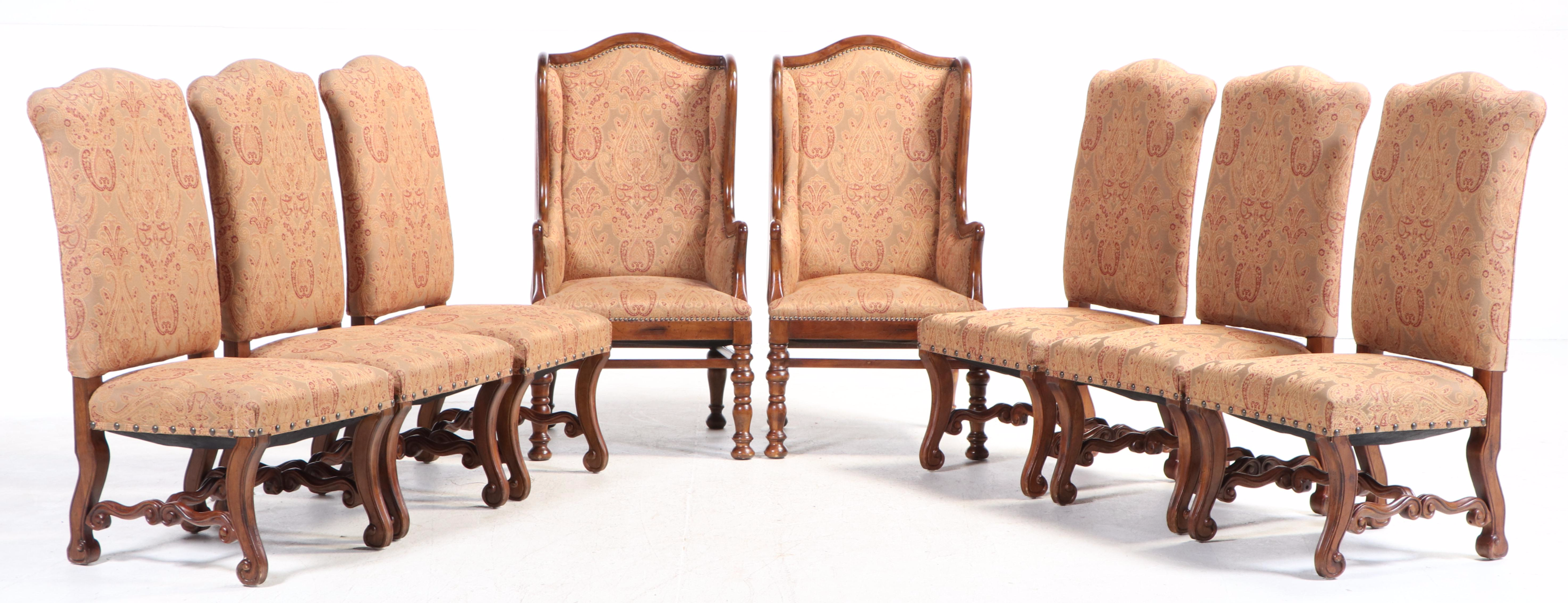 Jacobean Style Dining Set with Extending Trestle Table