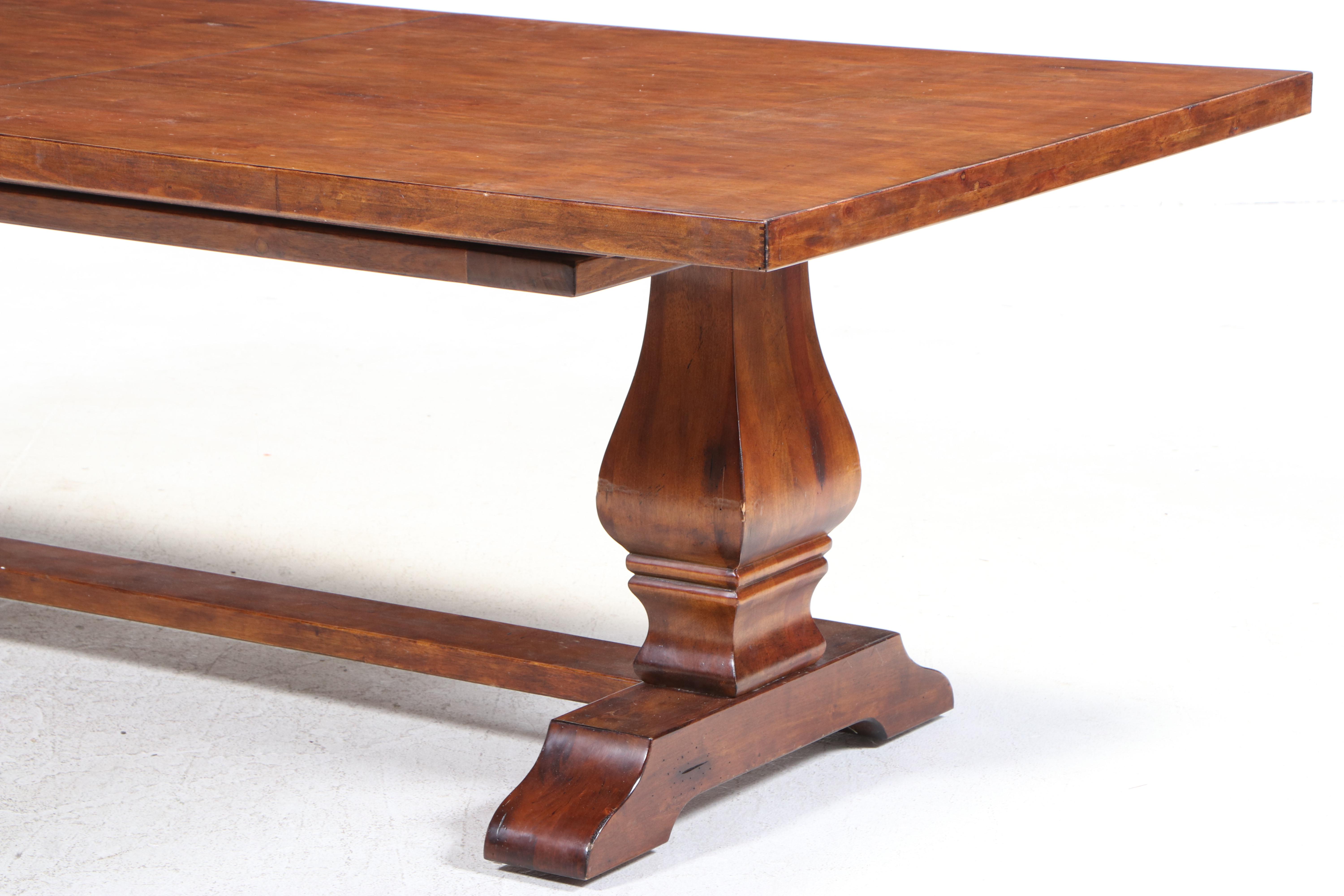 Jacobean Style Dining Set with Extending Trestle Table