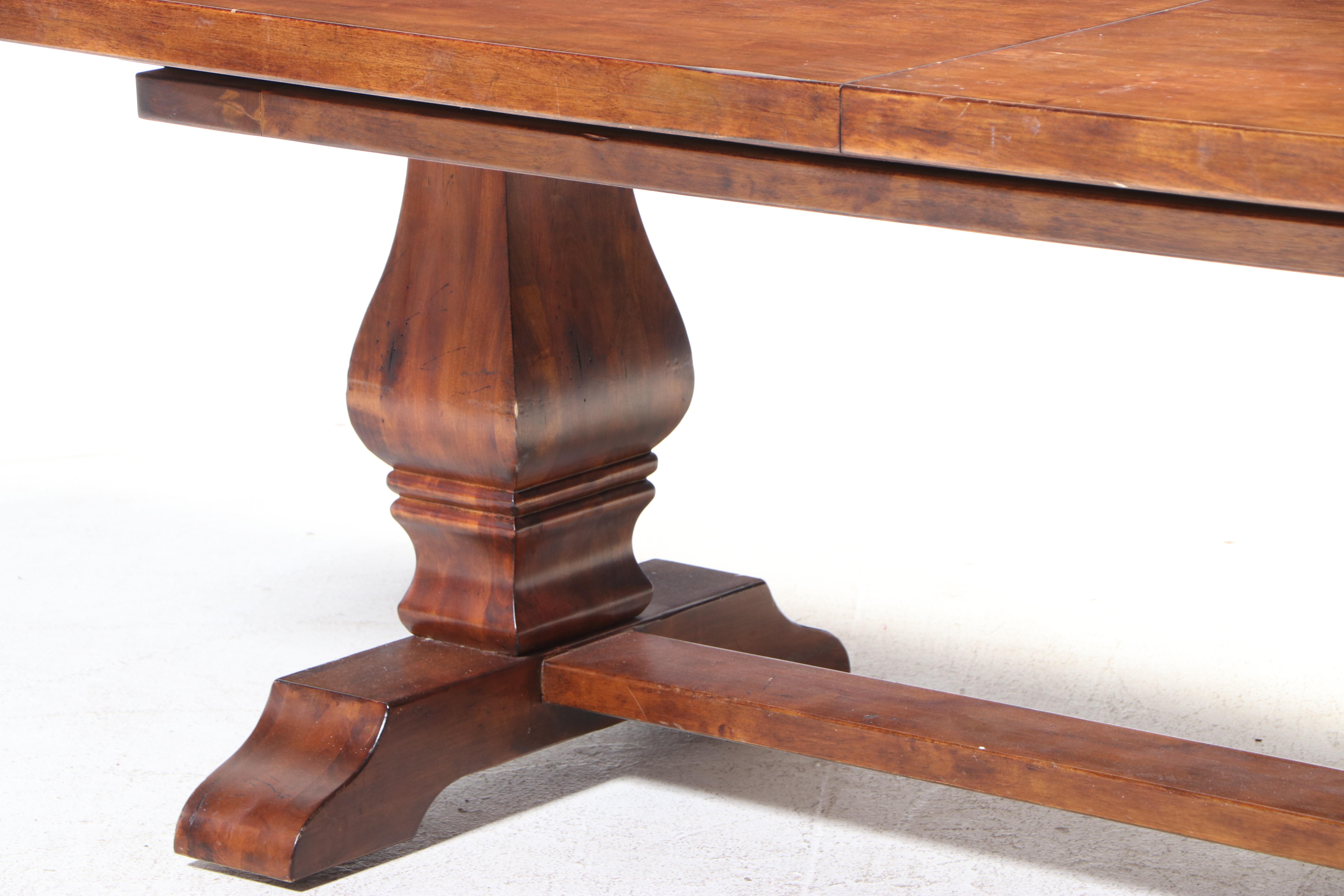 Jacobean Style Dining Set with Extending Trestle Table