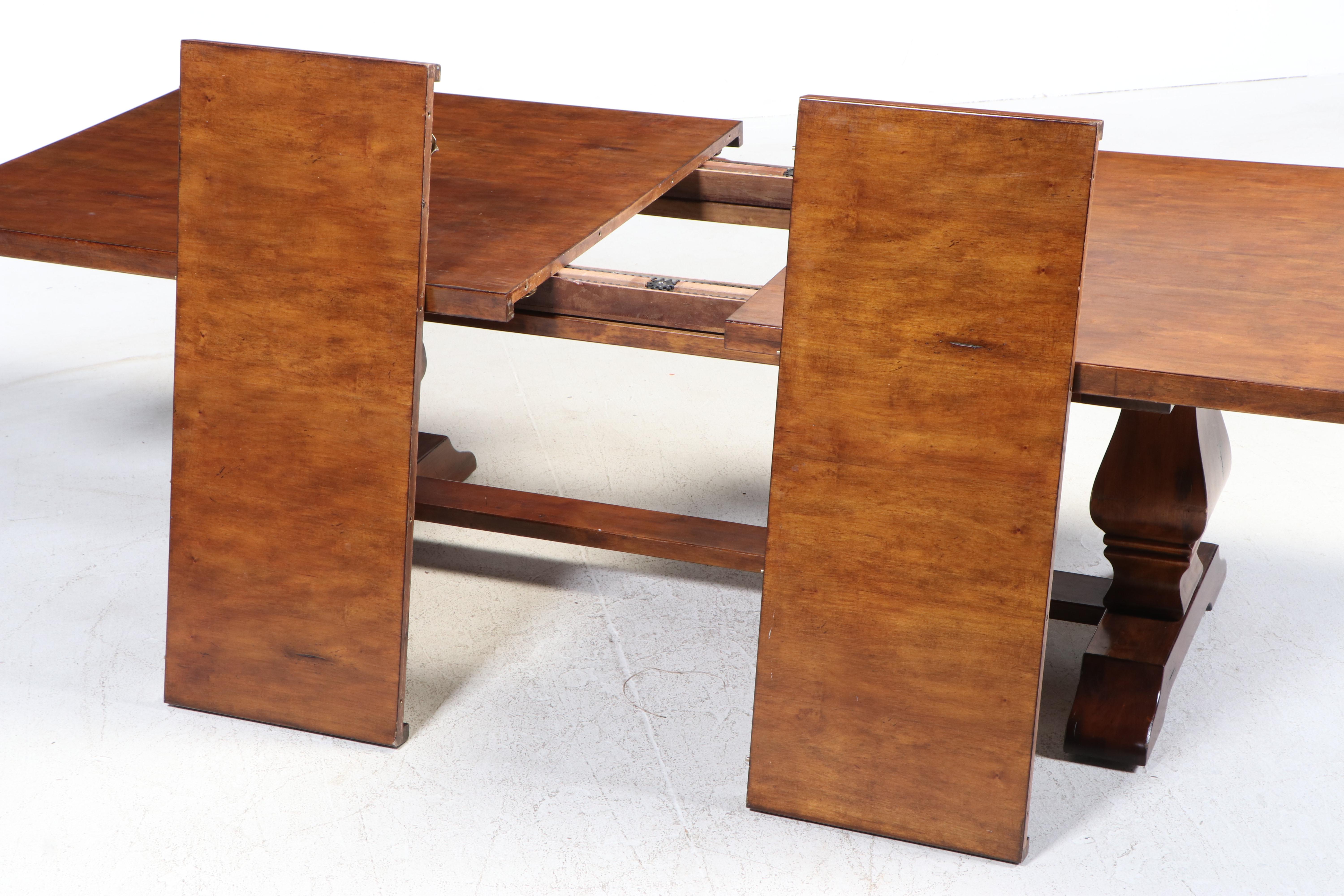 Jacobean Style Dining Set with Extending Trestle Table