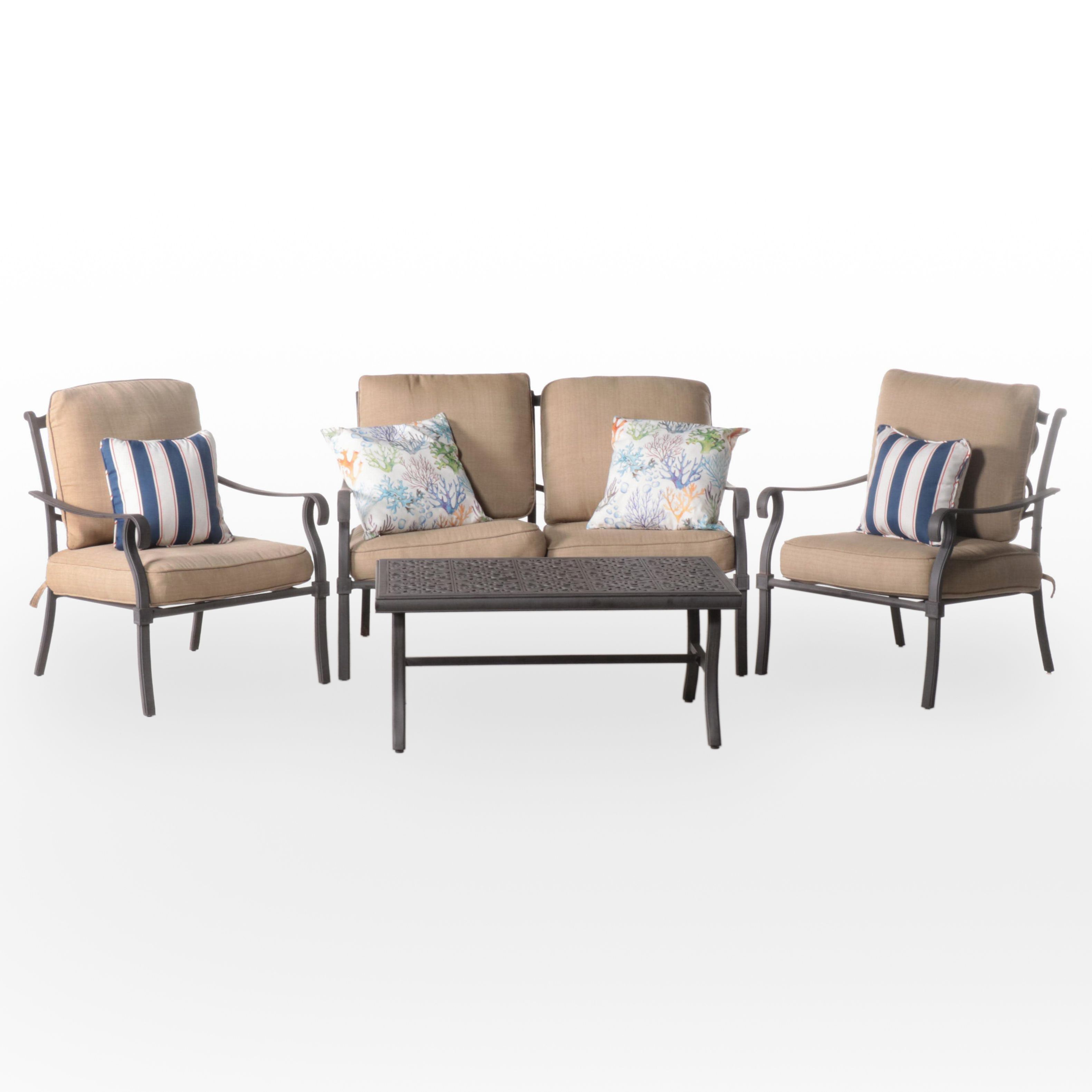 Four-Piece Powder-Coated Aluminum Patio Lounge Set