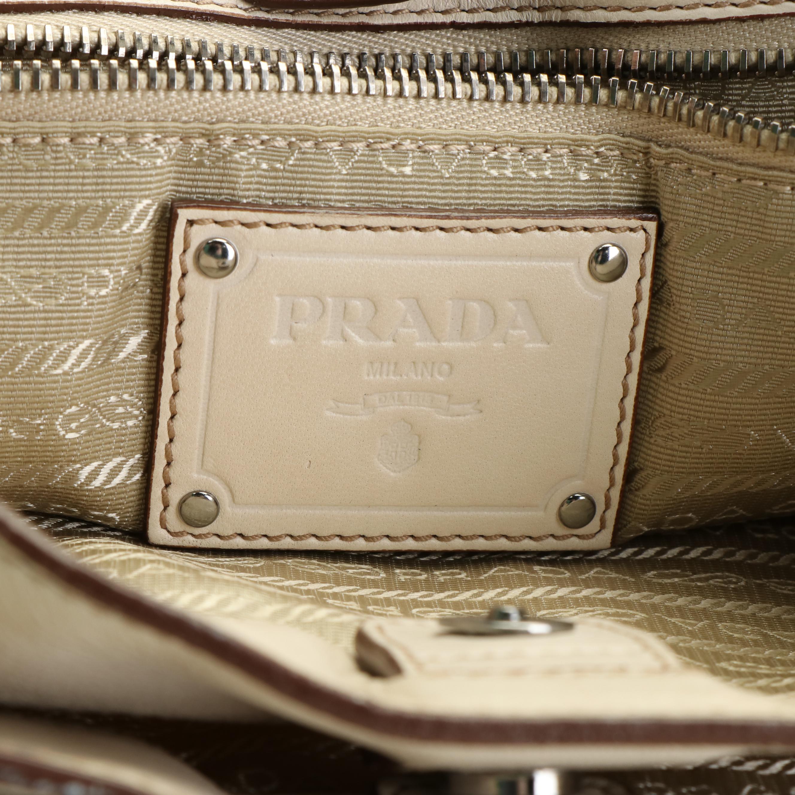 Prada Corsaire Fringe Tote Bag in Beige Lambskin Leather
