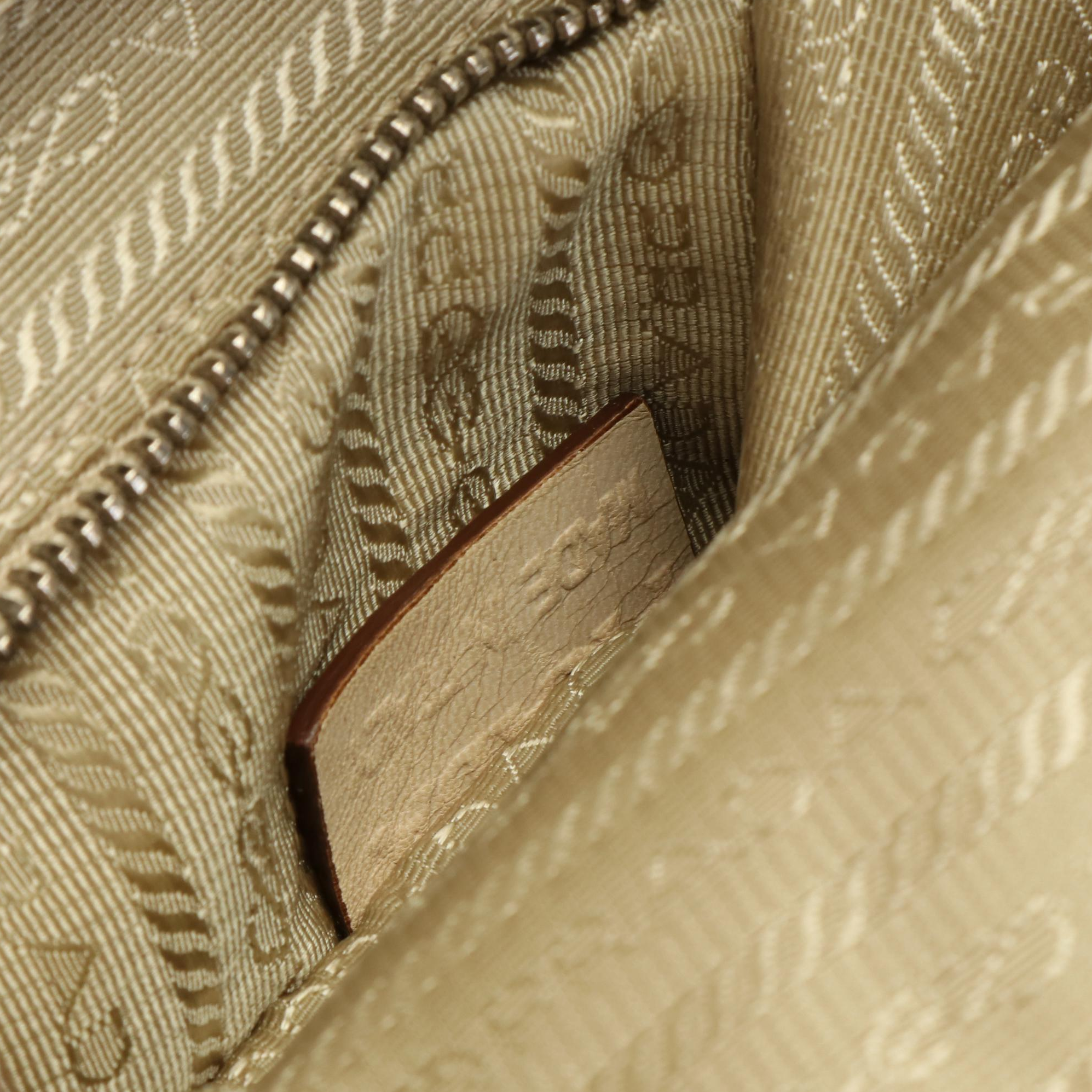 Prada Corsaire Fringe Tote Bag in Beige Lambskin Leather