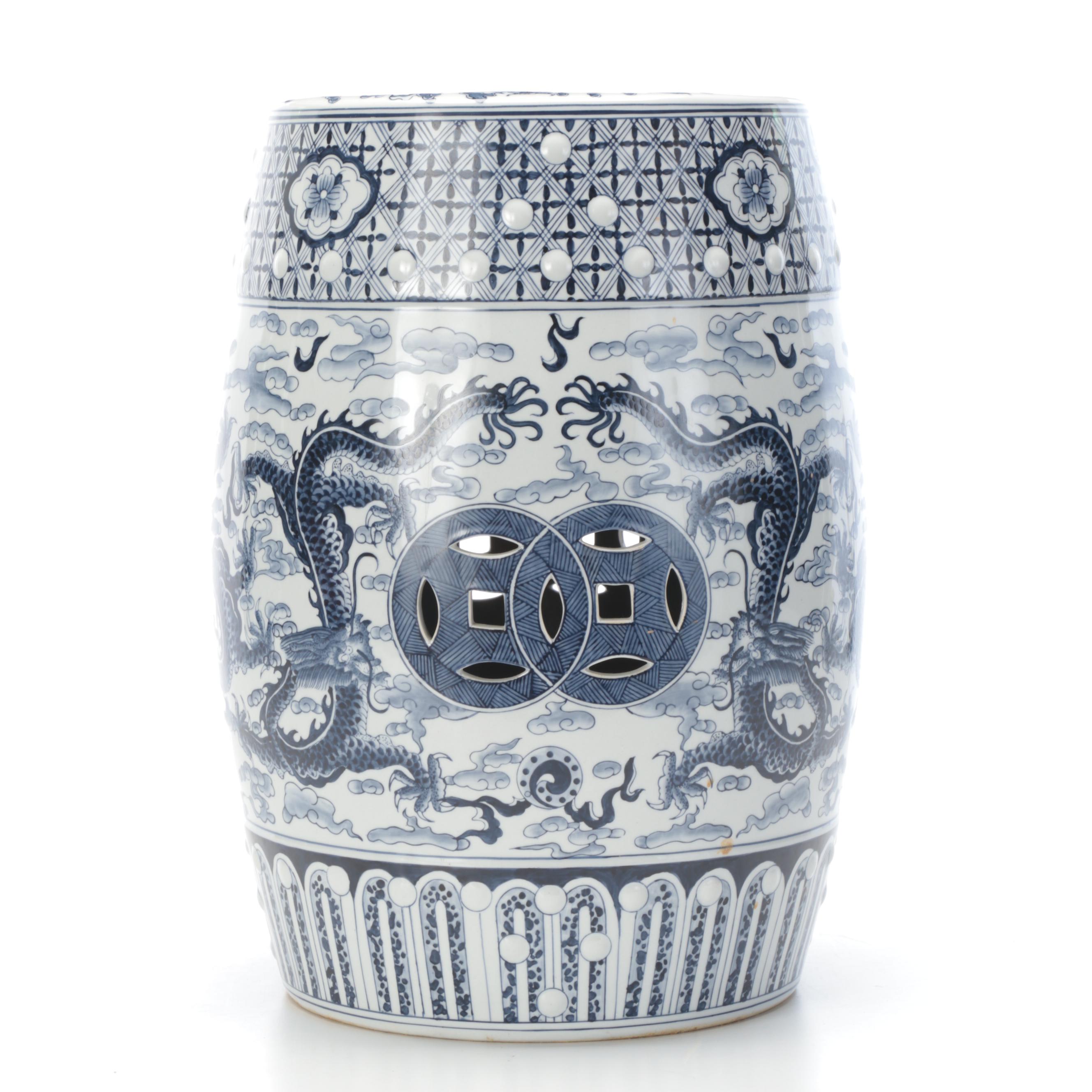 Chinese Porcelain Blue and White Garden Stool