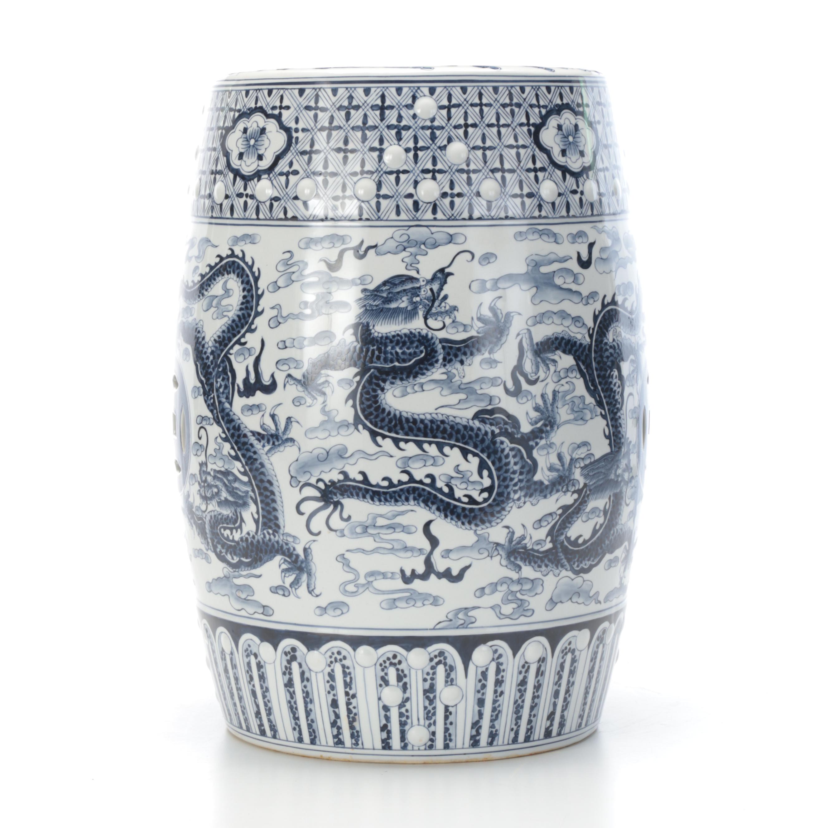 Chinese Porcelain Blue and White Garden Stool