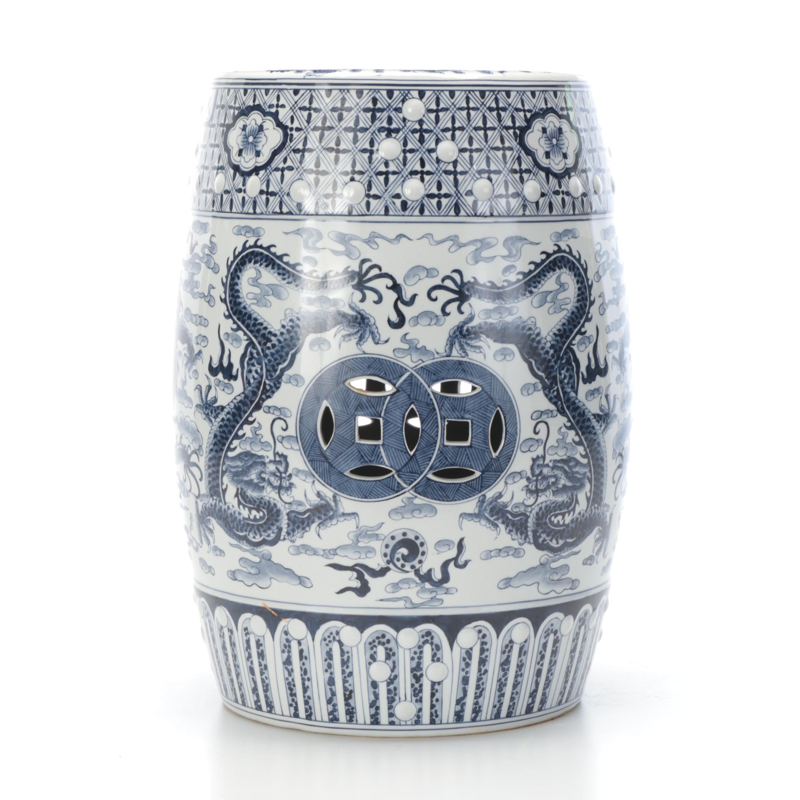 Chinese Porcelain Blue and White Garden Stool