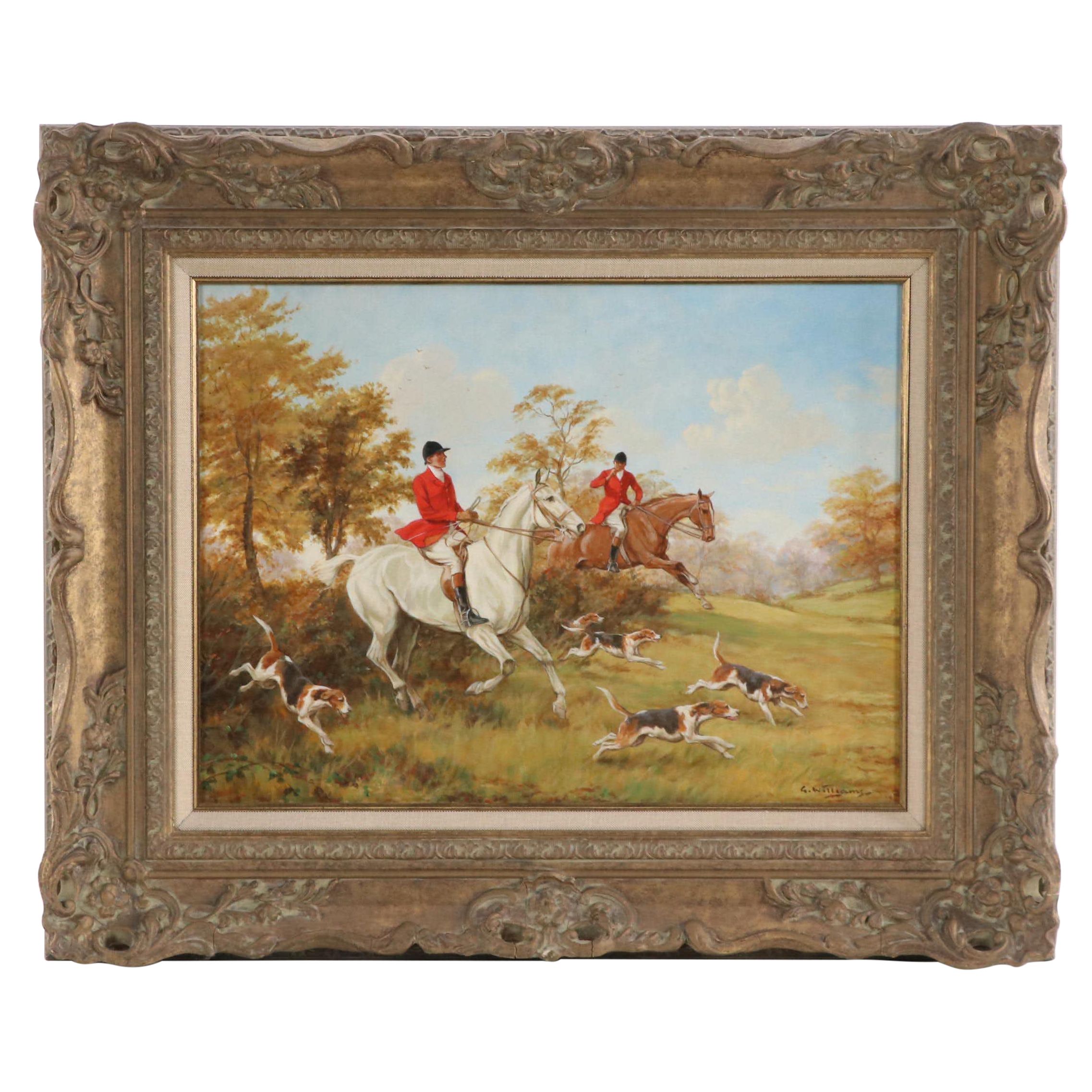 G. Williams Oil Painting of Hunting Scene