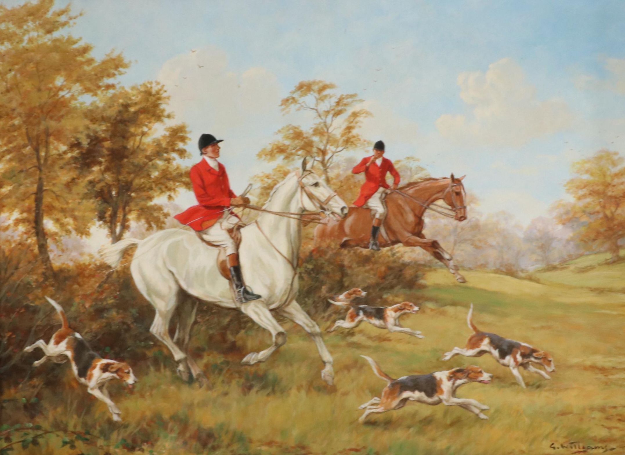G. Williams Oil Painting of Hunting Scene
