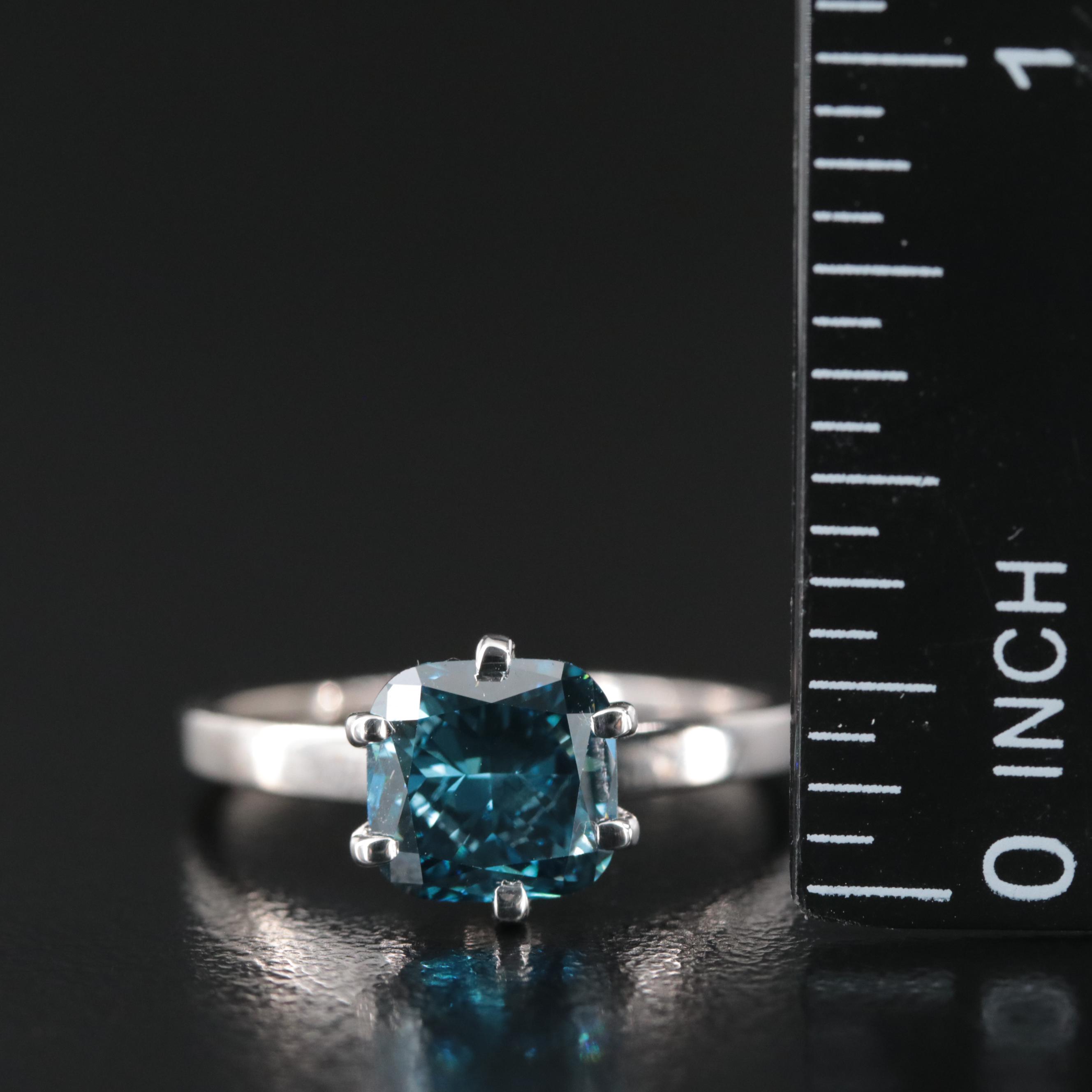 18K 2.52 CT (Origin Undetermined) Fancy Dark Blue Diamond Solitaire Ring