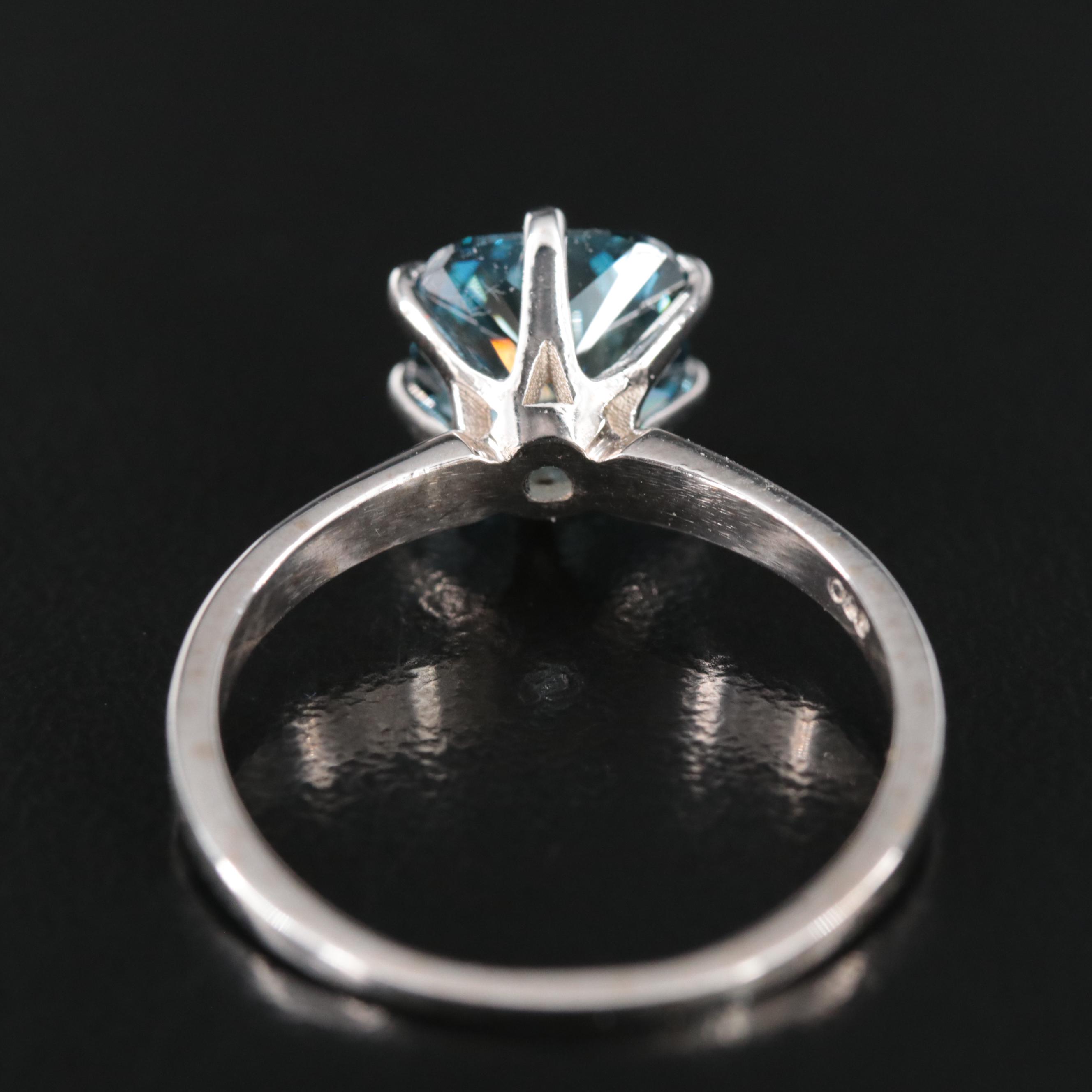 18K 2.52 CT (Origin Undetermined) Fancy Dark Blue Diamond Solitaire Ring