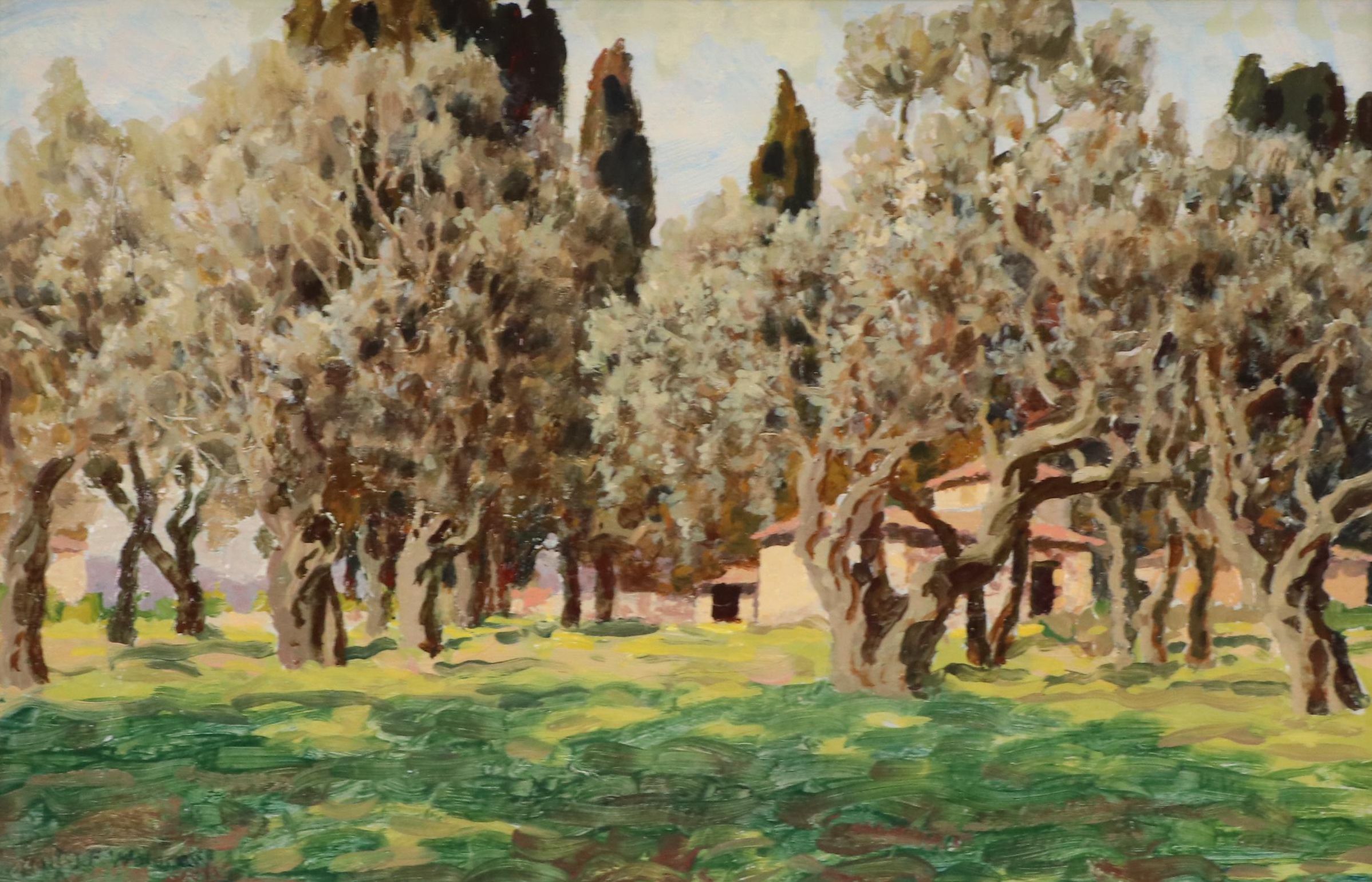 Forest Landscape Oil Painting With House