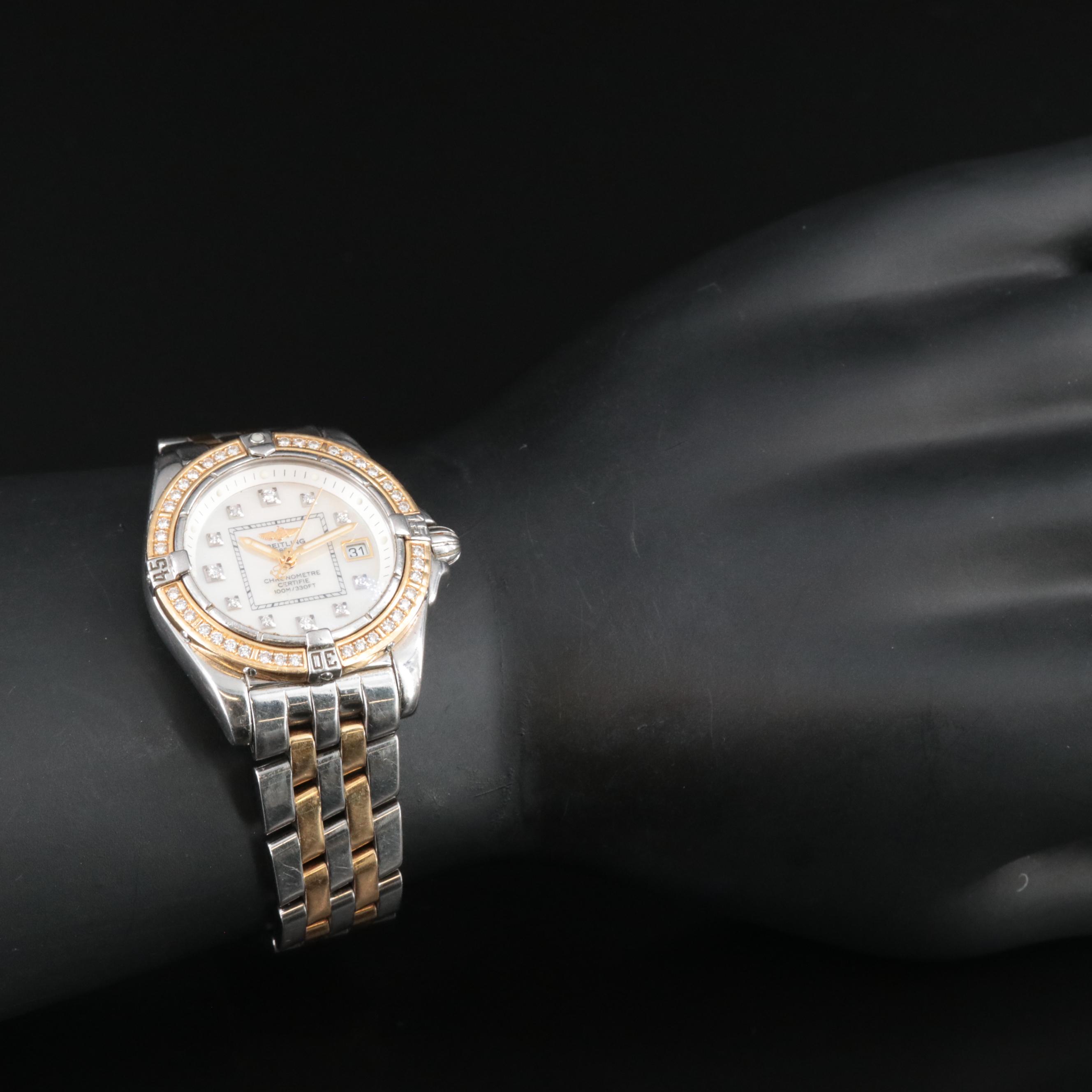 2004 Breitling Cockpit Quartz Watch with Mother-of-Pearl and Diamond Dial