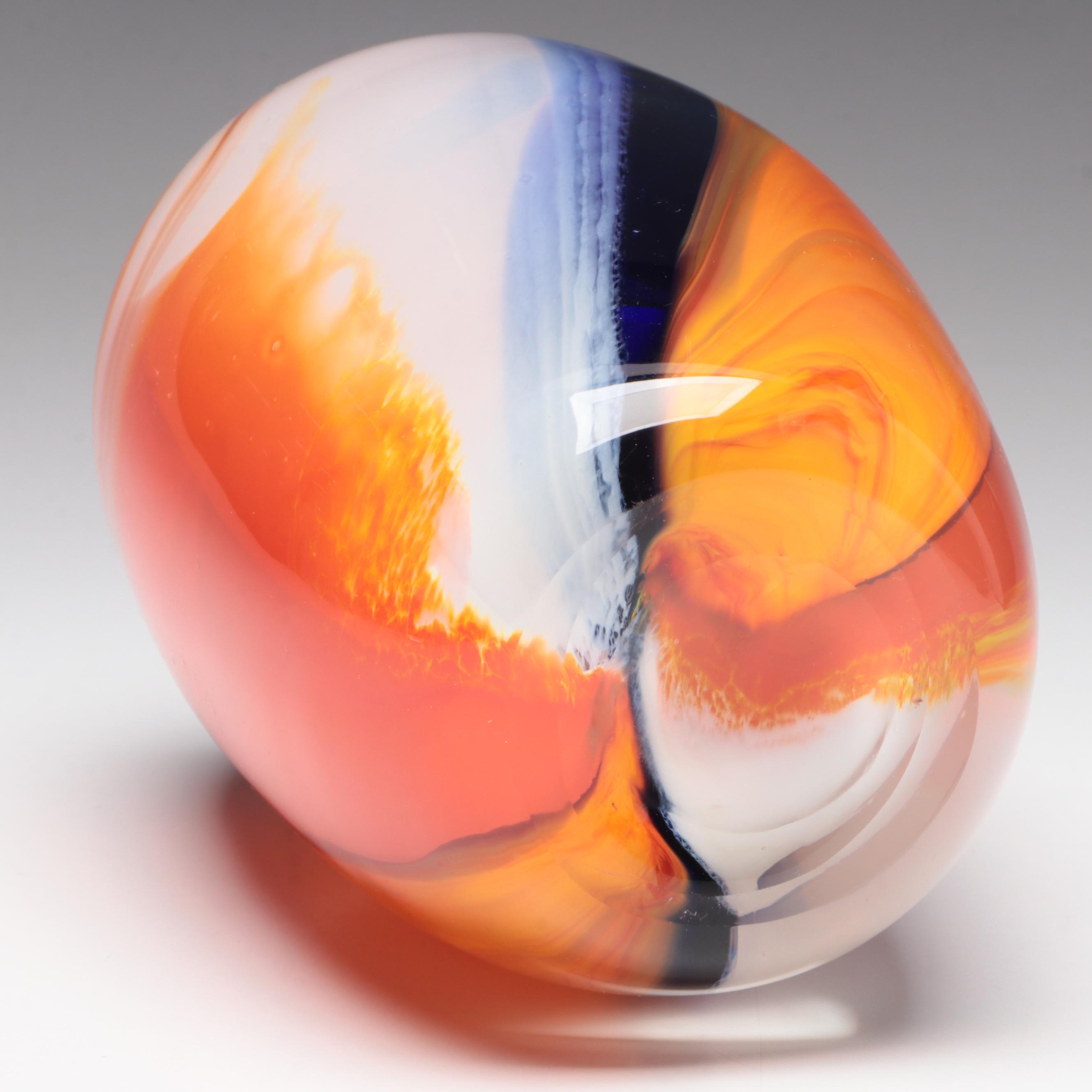 Dominick Labino Handblown Multicolor Studio Art Glass Vase, 1983