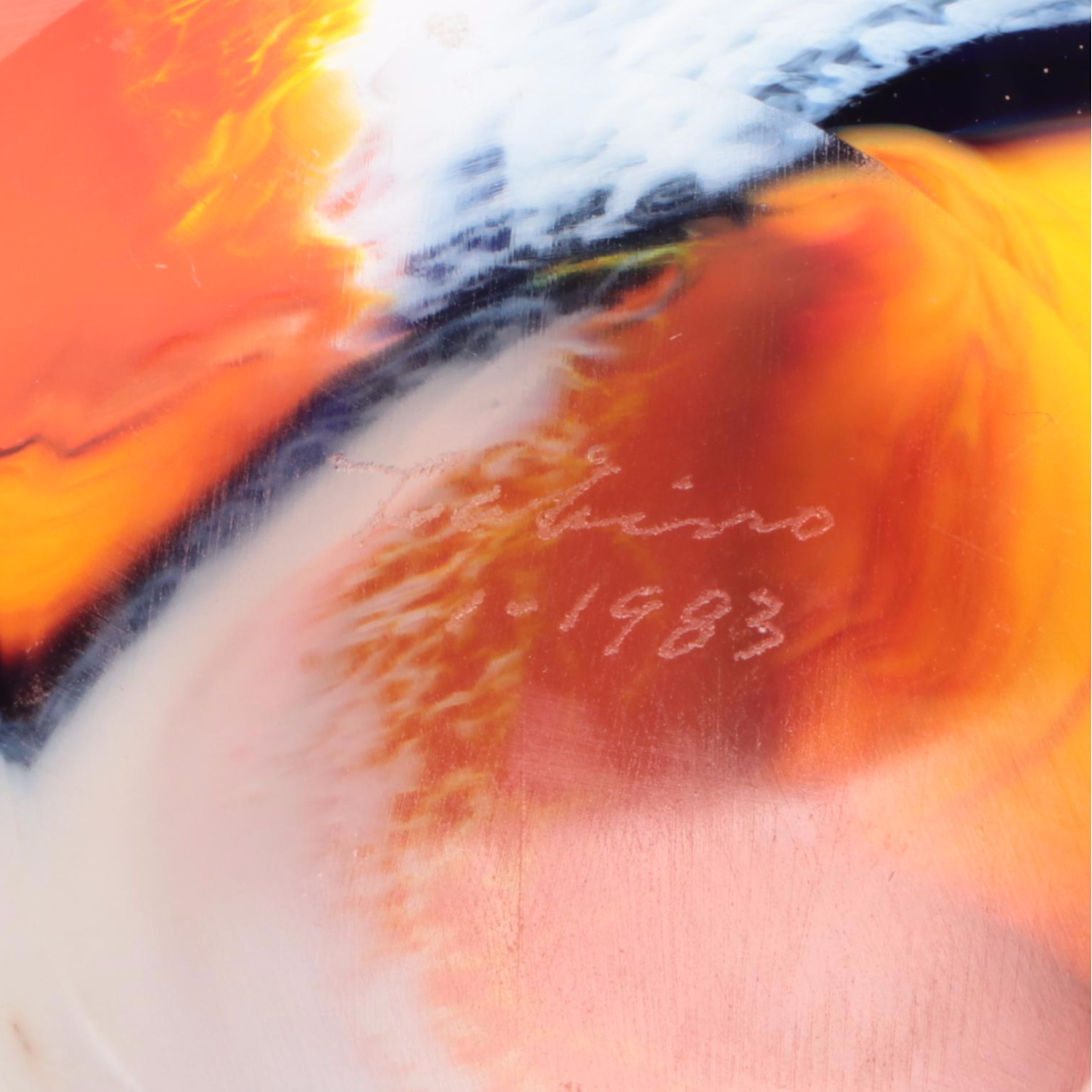 Dominick Labino Handblown Multicolor Studio Art Glass Vase, 1983