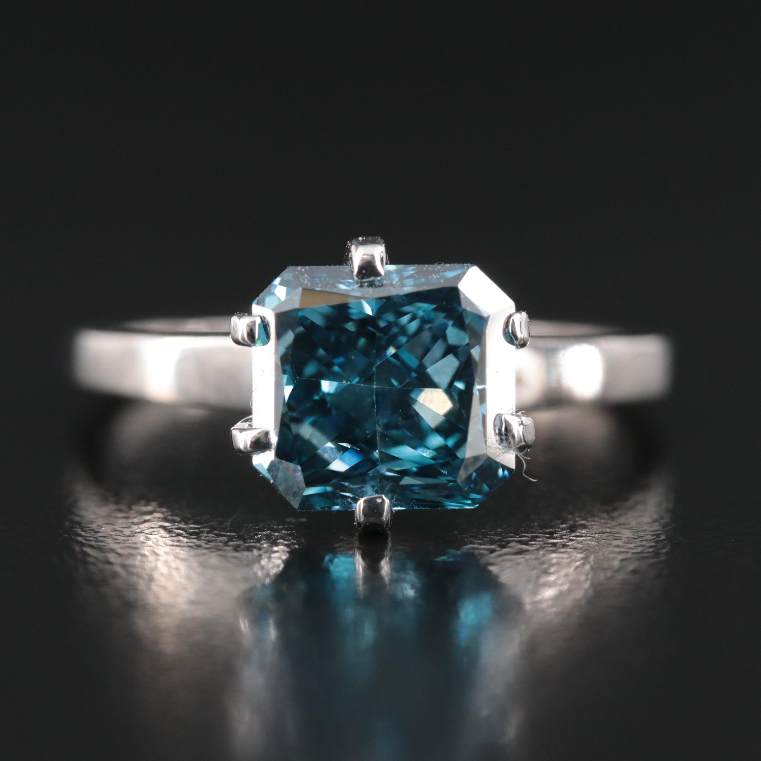 18K 2.74 CT (Origin Undetermined) Fancy Dark Blue Diamond Solitaire Ring