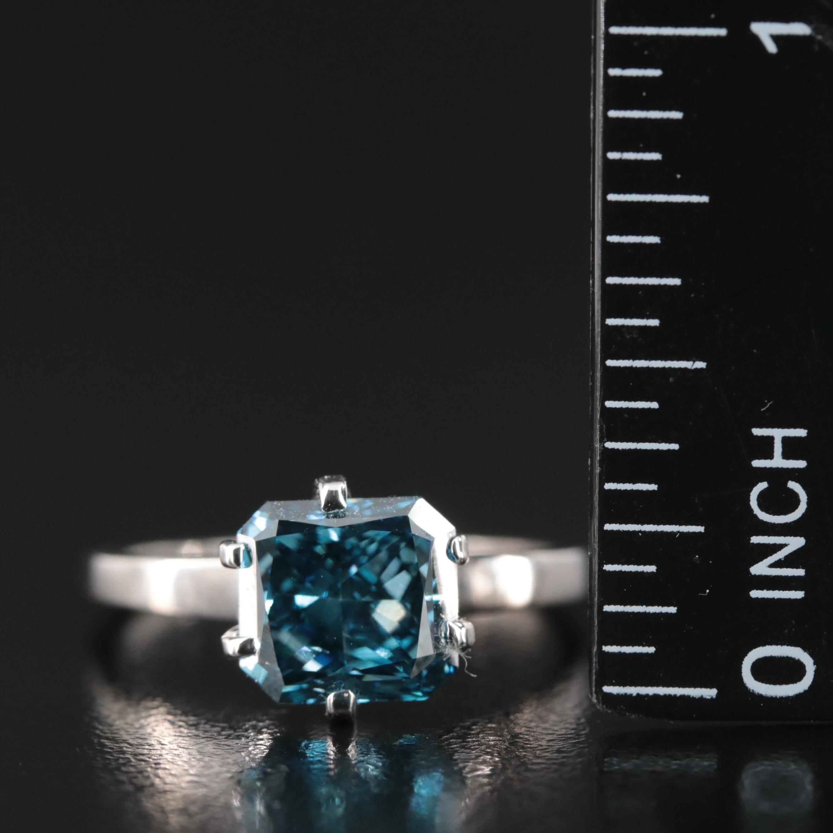 18K 2.74 CT (Origin Undetermined) Fancy Dark Blue Diamond Solitaire Ring