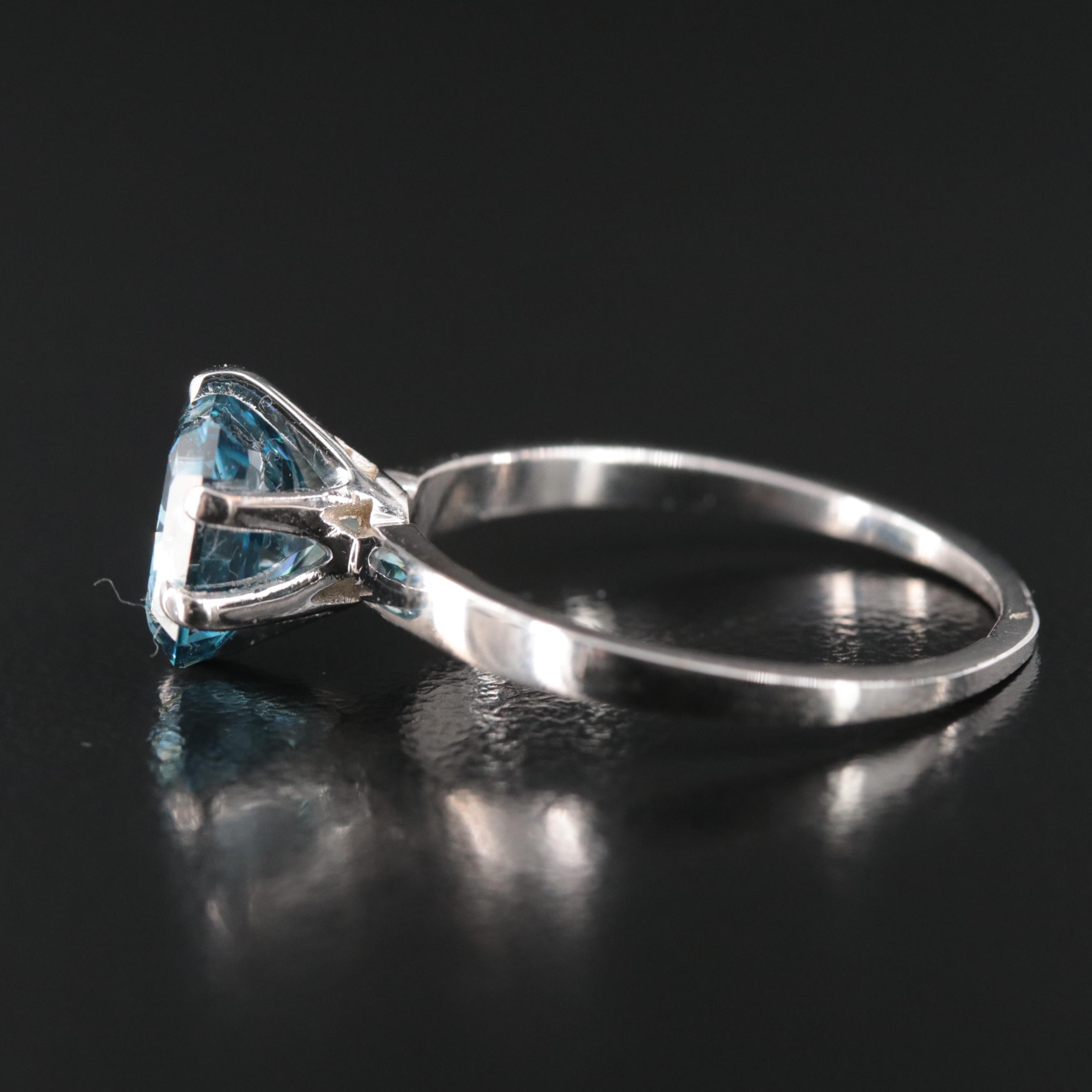 18K 2.74 CT (Origin Undetermined) Fancy Dark Blue Diamond Solitaire Ring