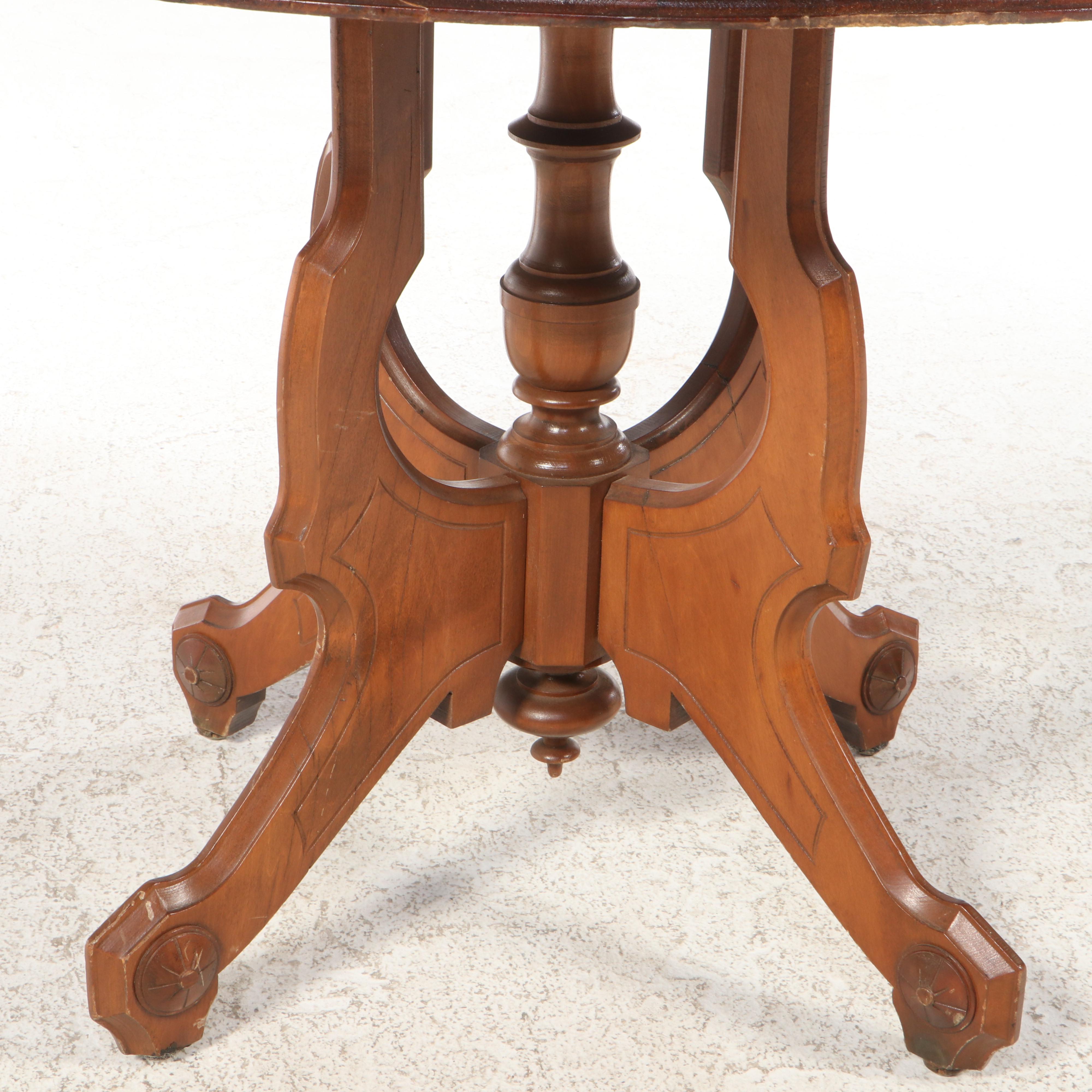 Victorian Style Mahogany Oval Pedestal Table, Late 19th/ Early 20th Century
