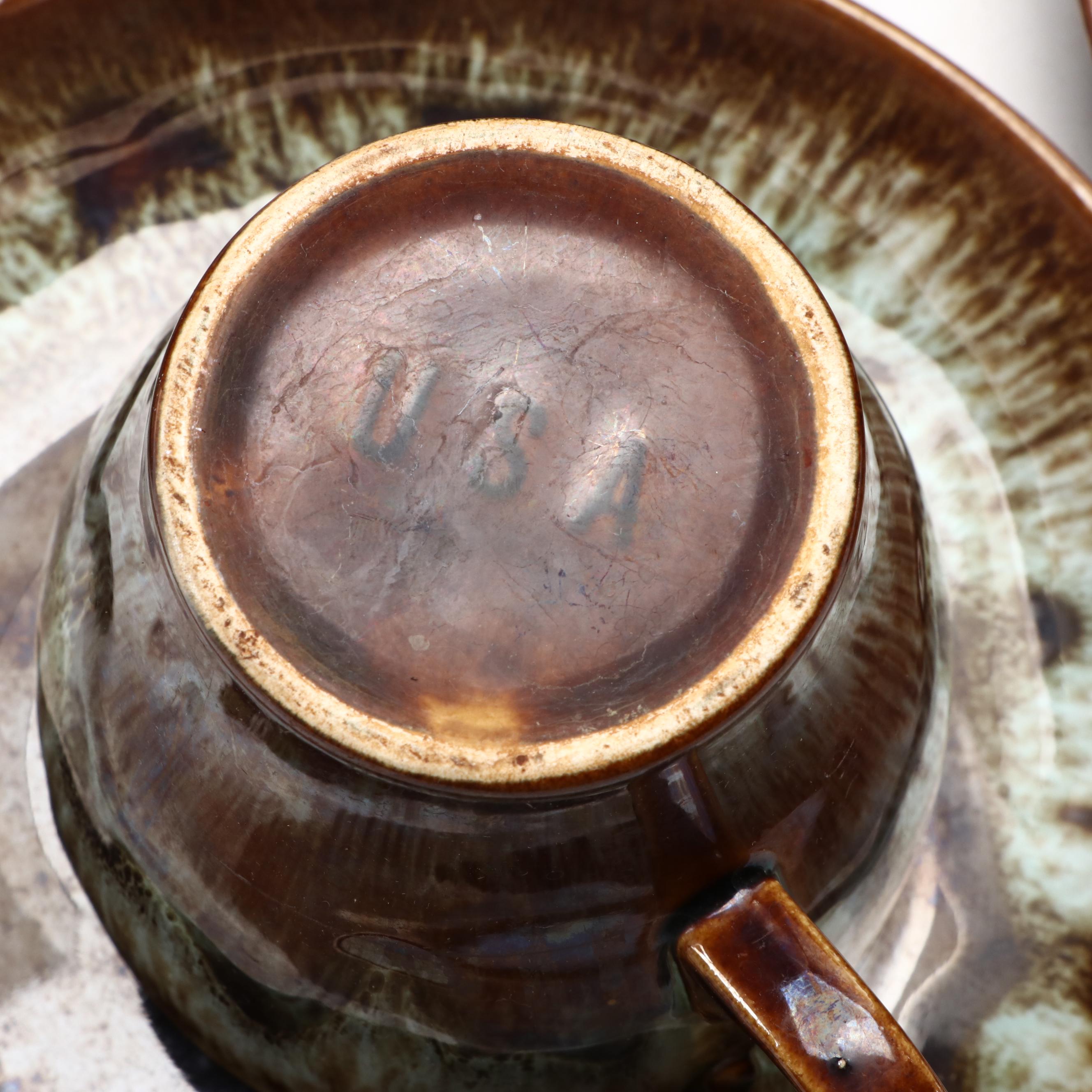 Harker Pottery Style Brown Drip Glazed Stoneware Dinnerware
