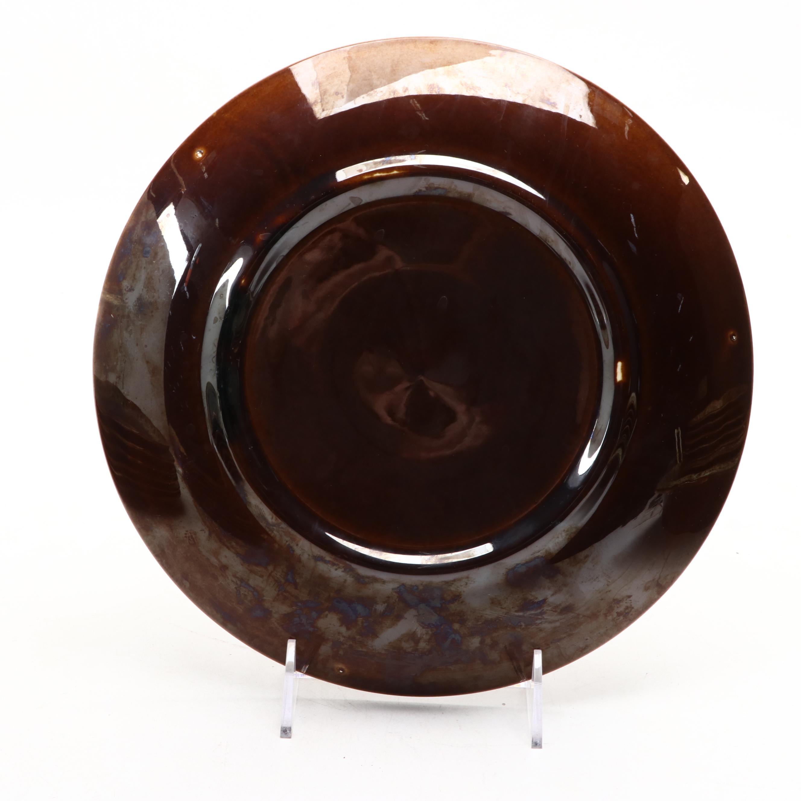 Harker Pottery Style Brown Drip Glazed Stoneware Dinnerware