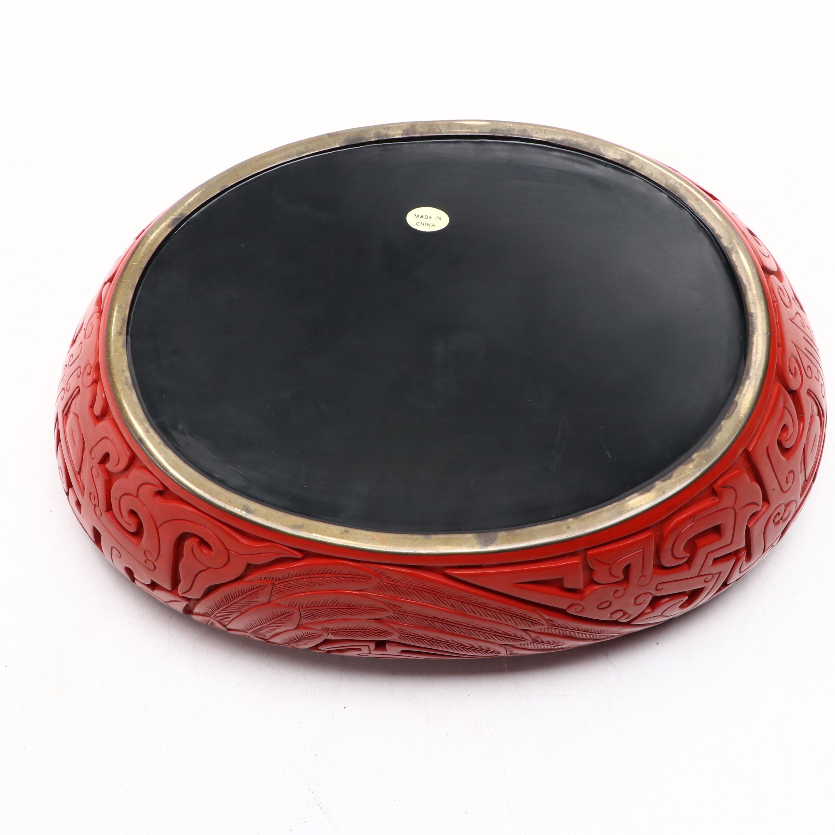 Faux Cinnabar Lacquerware Figural Chinese Goose Box