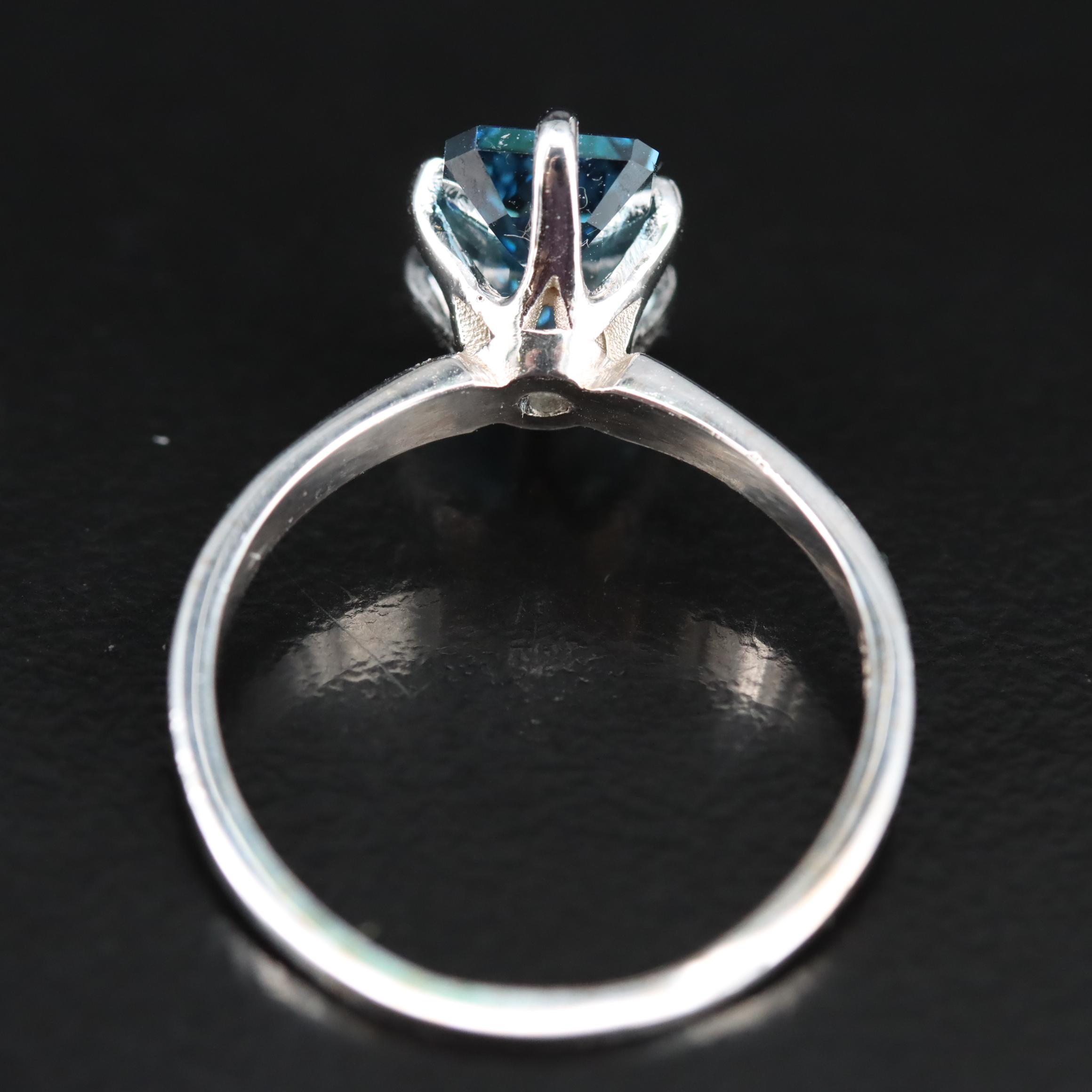 18K 2.19 CT (Origin Undetermined) Fancy Dark Blue Diamond Solitaire Ring