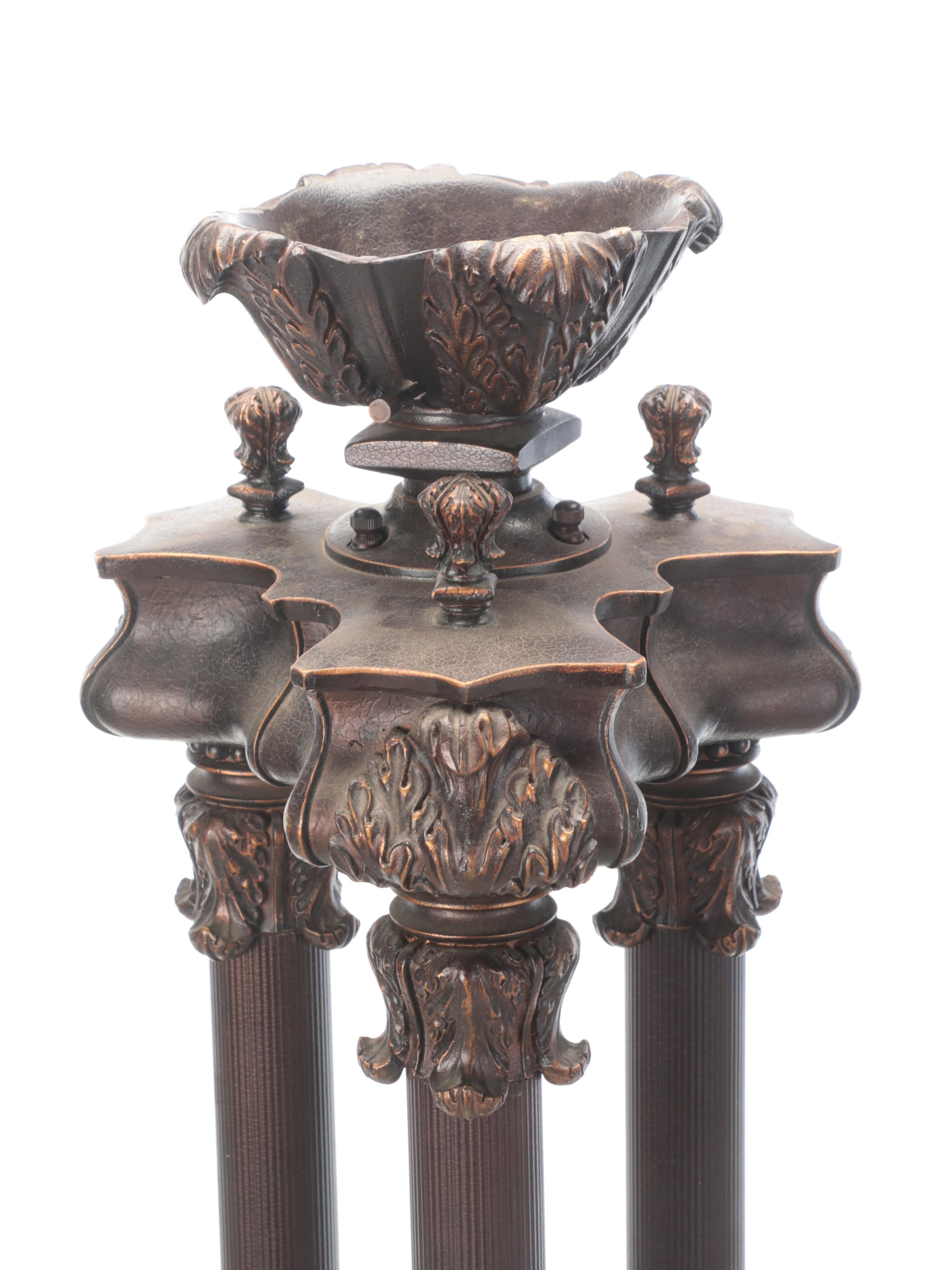 Oil Rubbed Bronze Finish Column Torchiere Floor Lamps, Contemporary