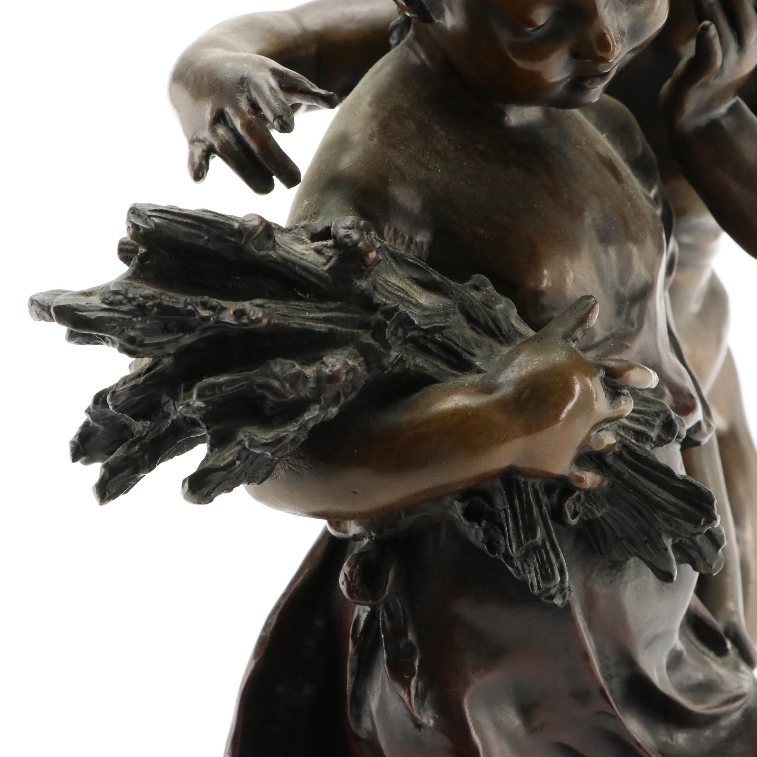 Cast Bronze Sculpture After Auguste Moreau "Whispering Children"