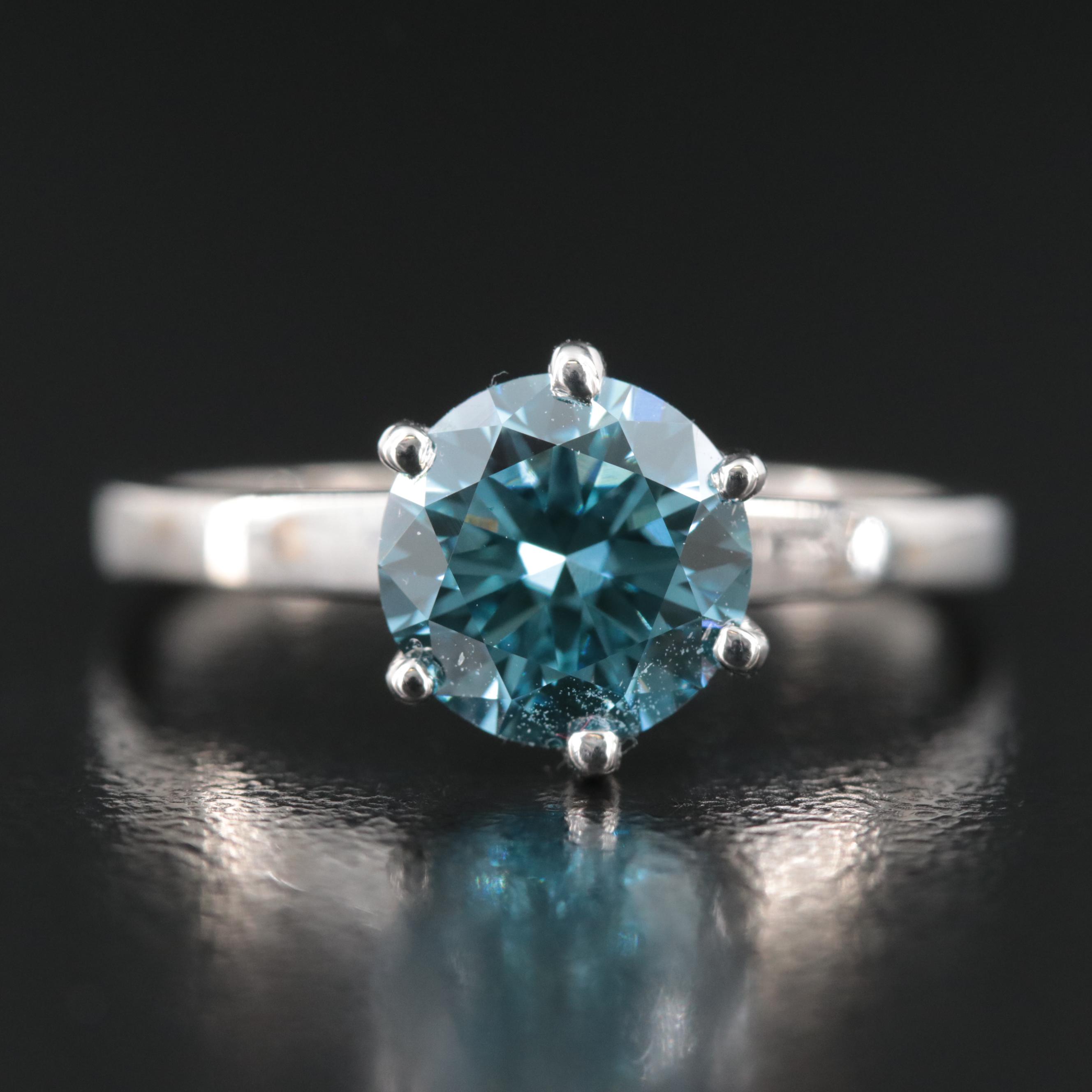 18K 1.96 CT (Origin Undetermined) Fancy Dark Blue Diamond Solitaire Ring