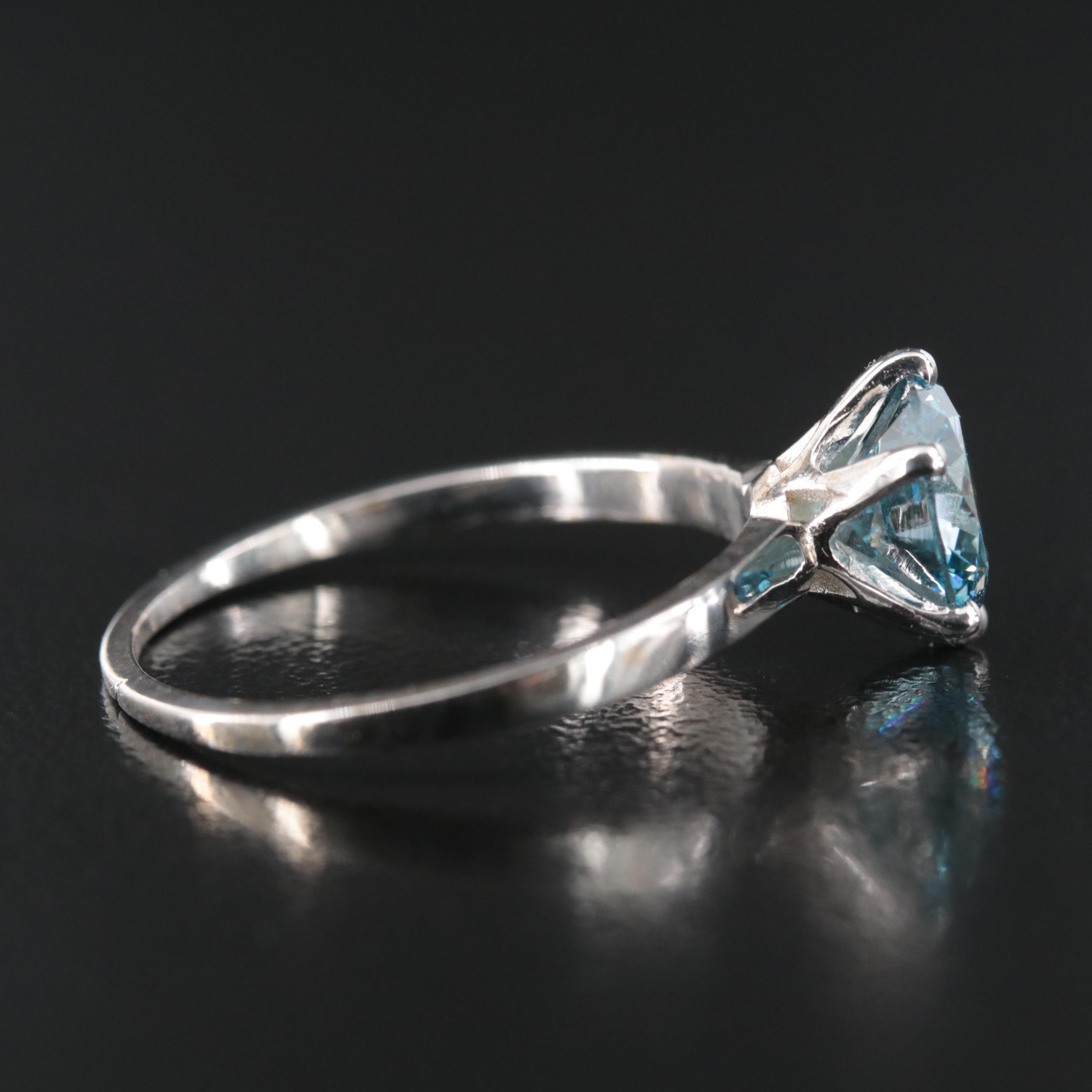 18K 1.96 CT (Origin Undetermined) Fancy Dark Blue Diamond Solitaire Ring