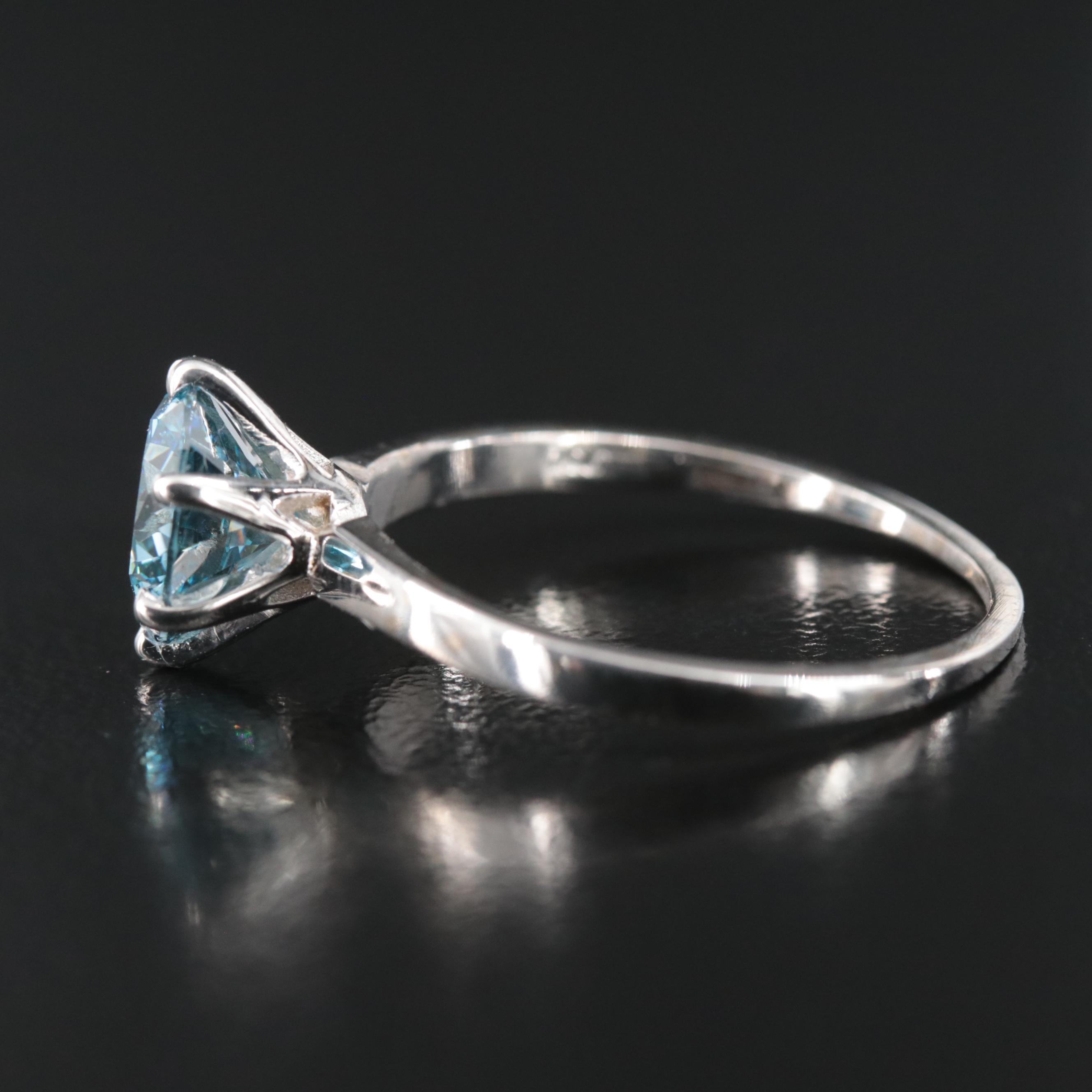 18K 1.96 CT (Origin Undetermined) Fancy Dark Blue Diamond Solitaire Ring