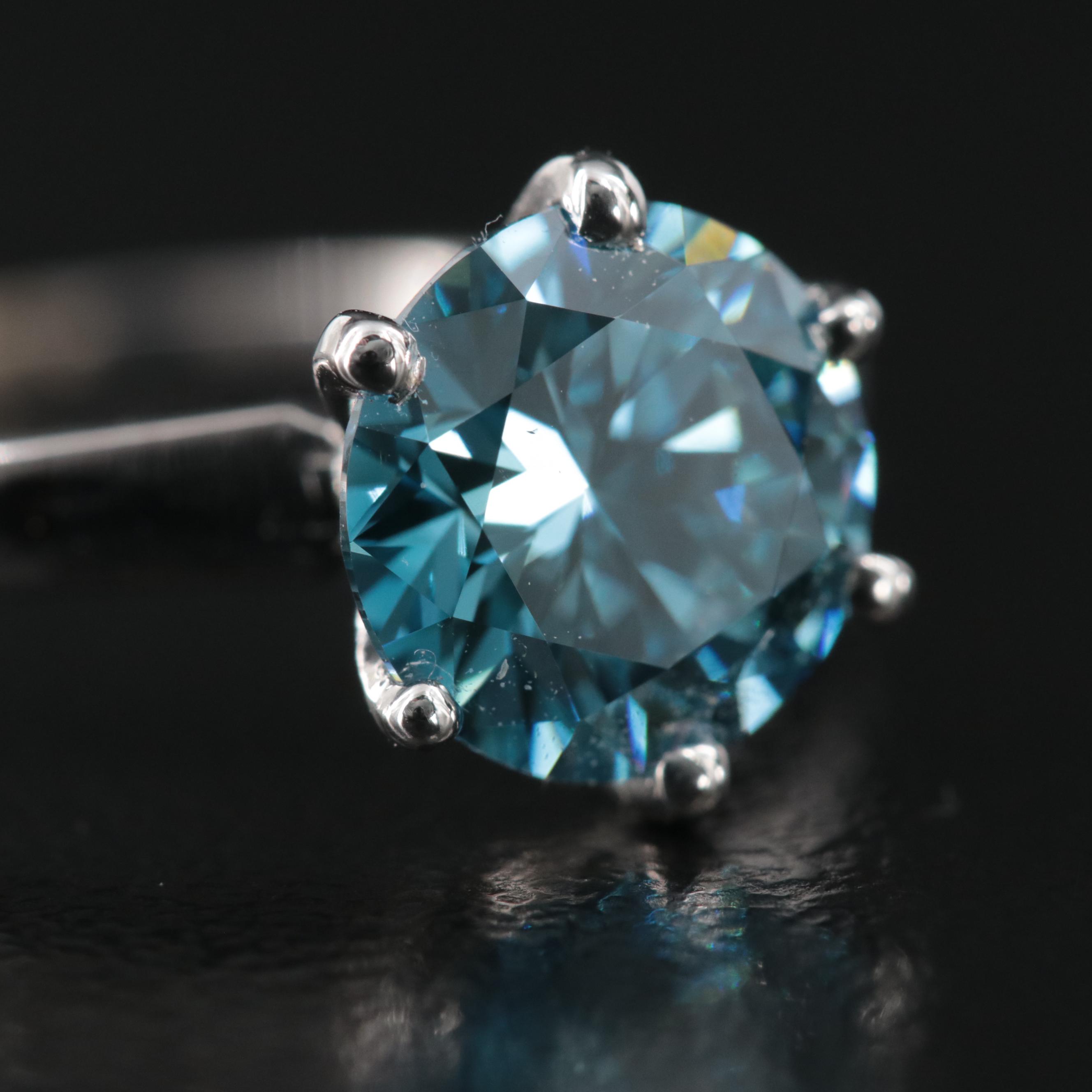 18K 1.96 CT (Origin Undetermined) Fancy Dark Blue Diamond Solitaire Ring