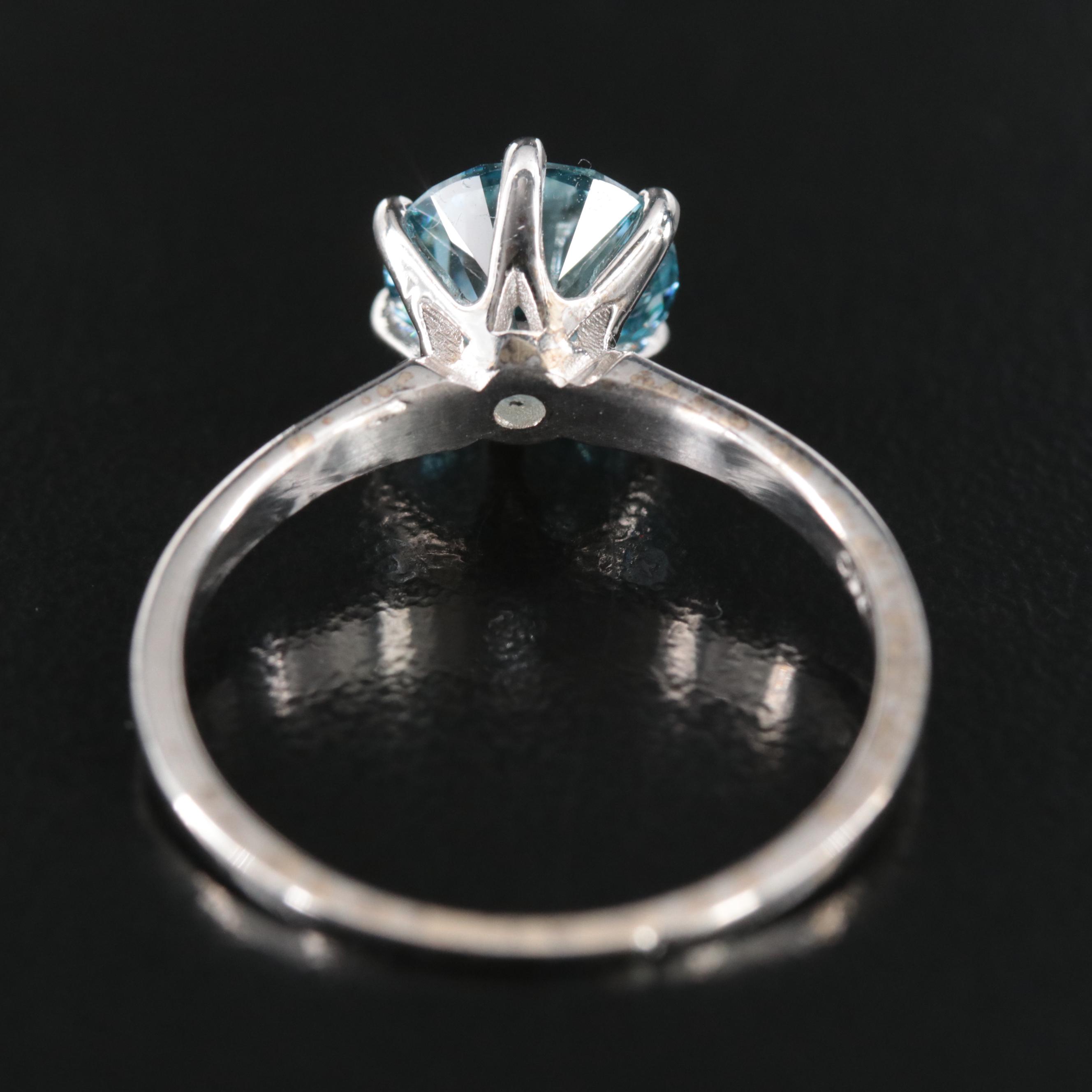 18K 1.96 CT (Origin Undetermined) Fancy Dark Blue Diamond Solitaire Ring