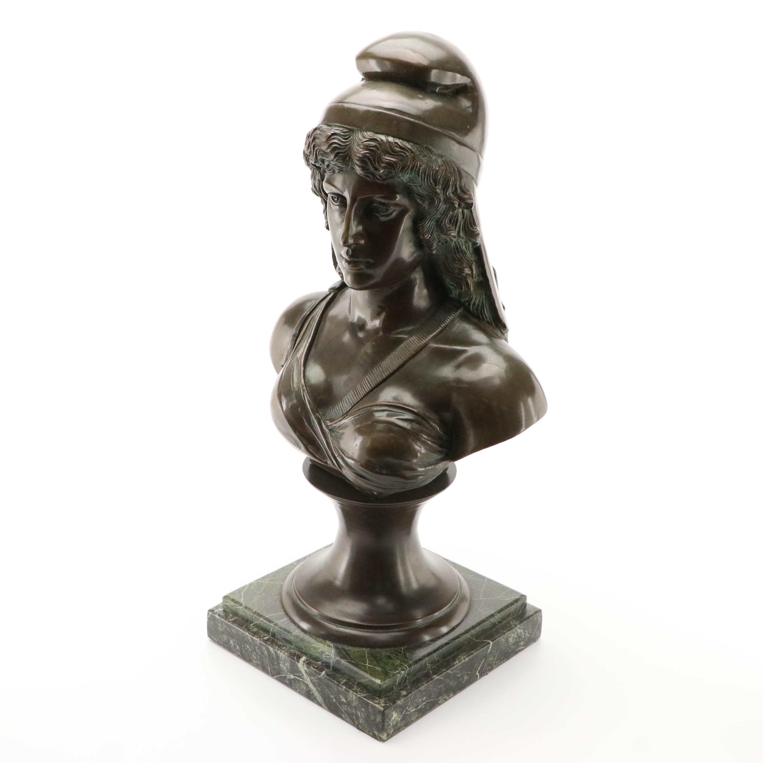 European School Bronze Bust of Grecian Woman