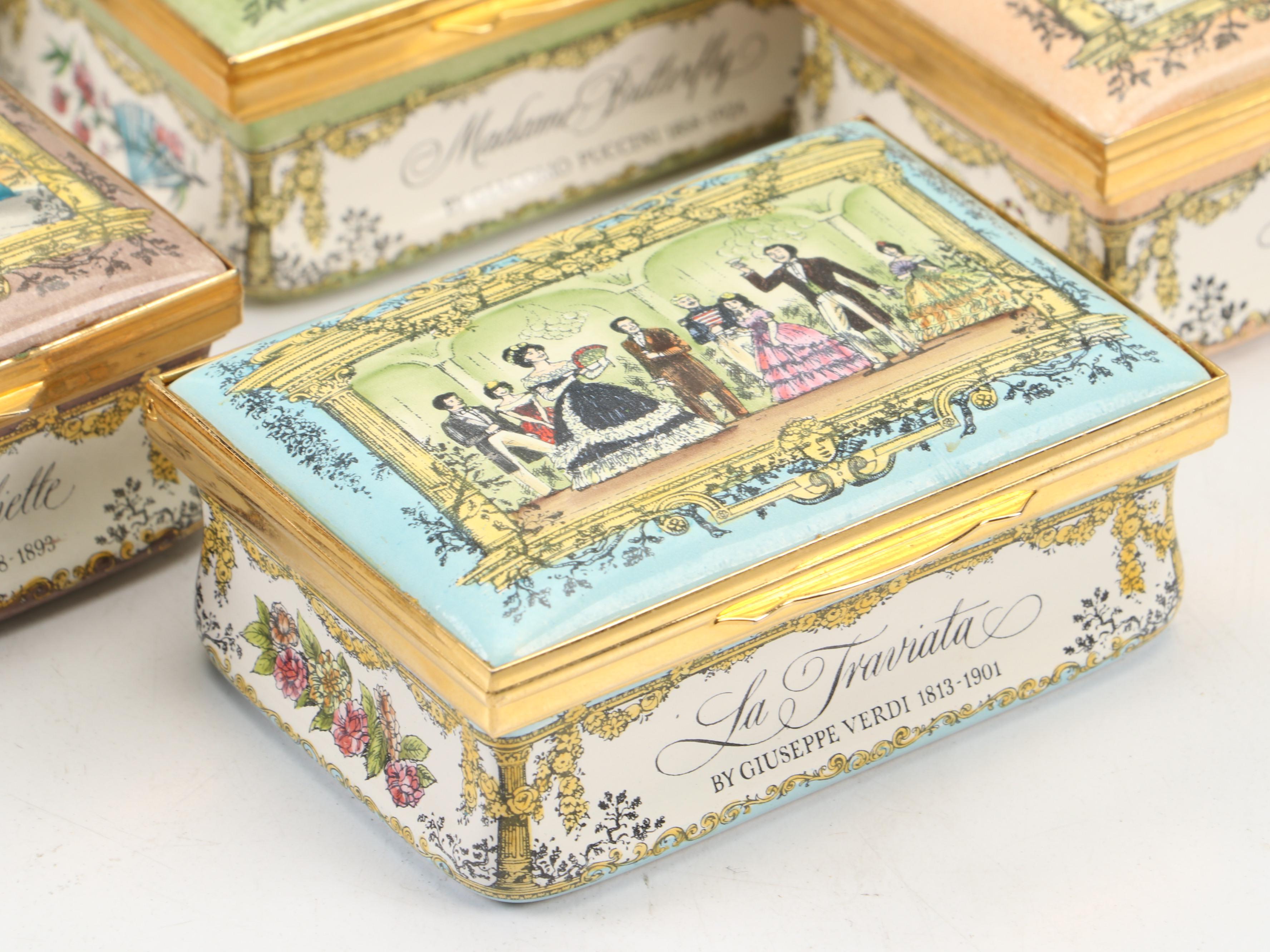 Halcyon Days "Romeo and Juliette" & Other Cartier Opera Collection Enamel Boxes