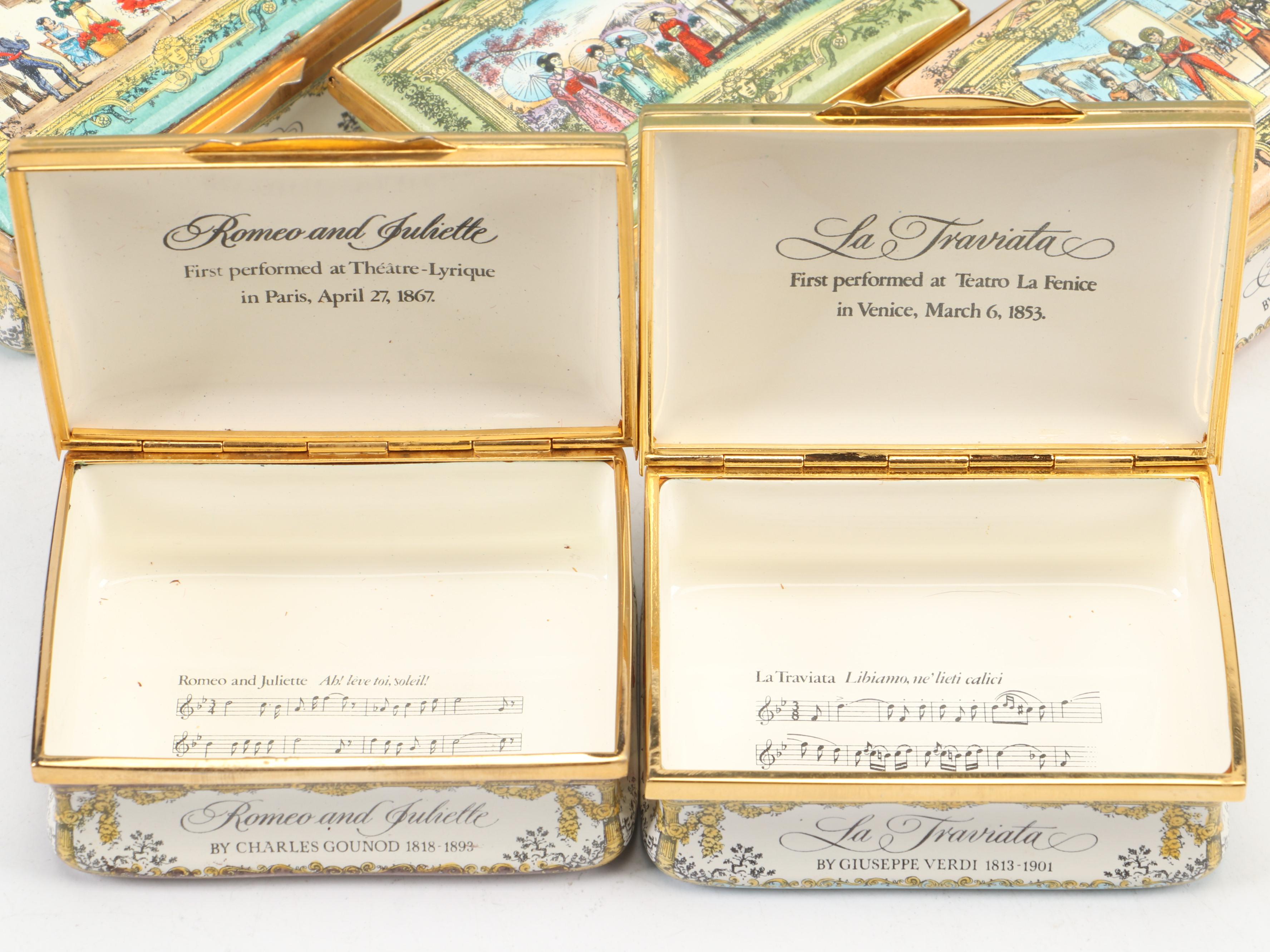 Halcyon Days "Romeo and Juliette" & Other Cartier Opera Collection Enamel Boxes